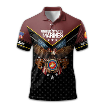 Premium Custom USMC Polo Shirt VPVC213408, Gifts For Marine Veteran, Gifts For Dad, For Husband, Best Gifts On Father's Day, Armed Forces Day, Independence Day, Veterans Day.