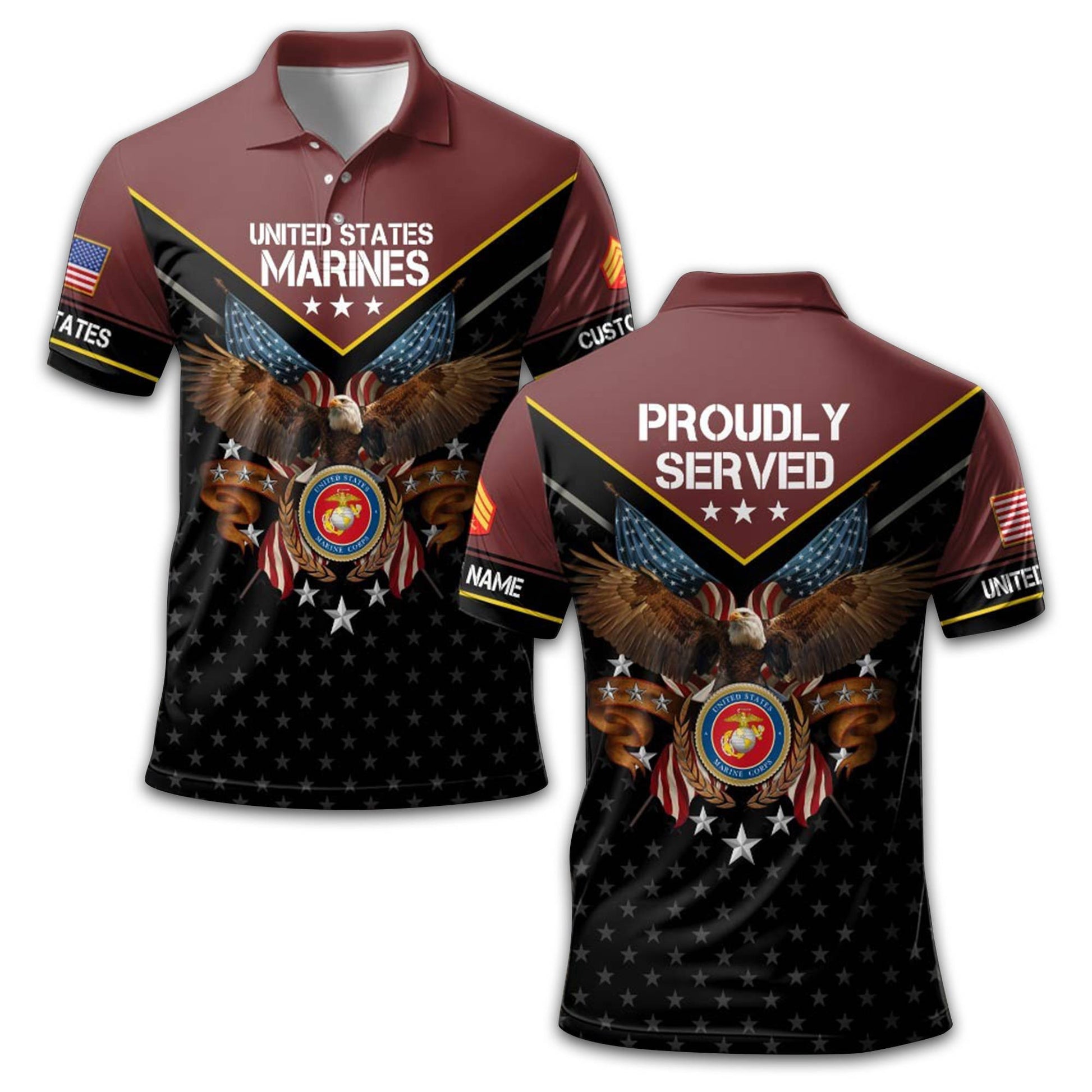 Premium Custom USMC Polo Shirt VPVC213408, Gifts For Marine Veteran, Gifts For Dad, For Husband, Best Gifts On Father's Day, Armed Forces Day, Independence Day, Veterans Day.