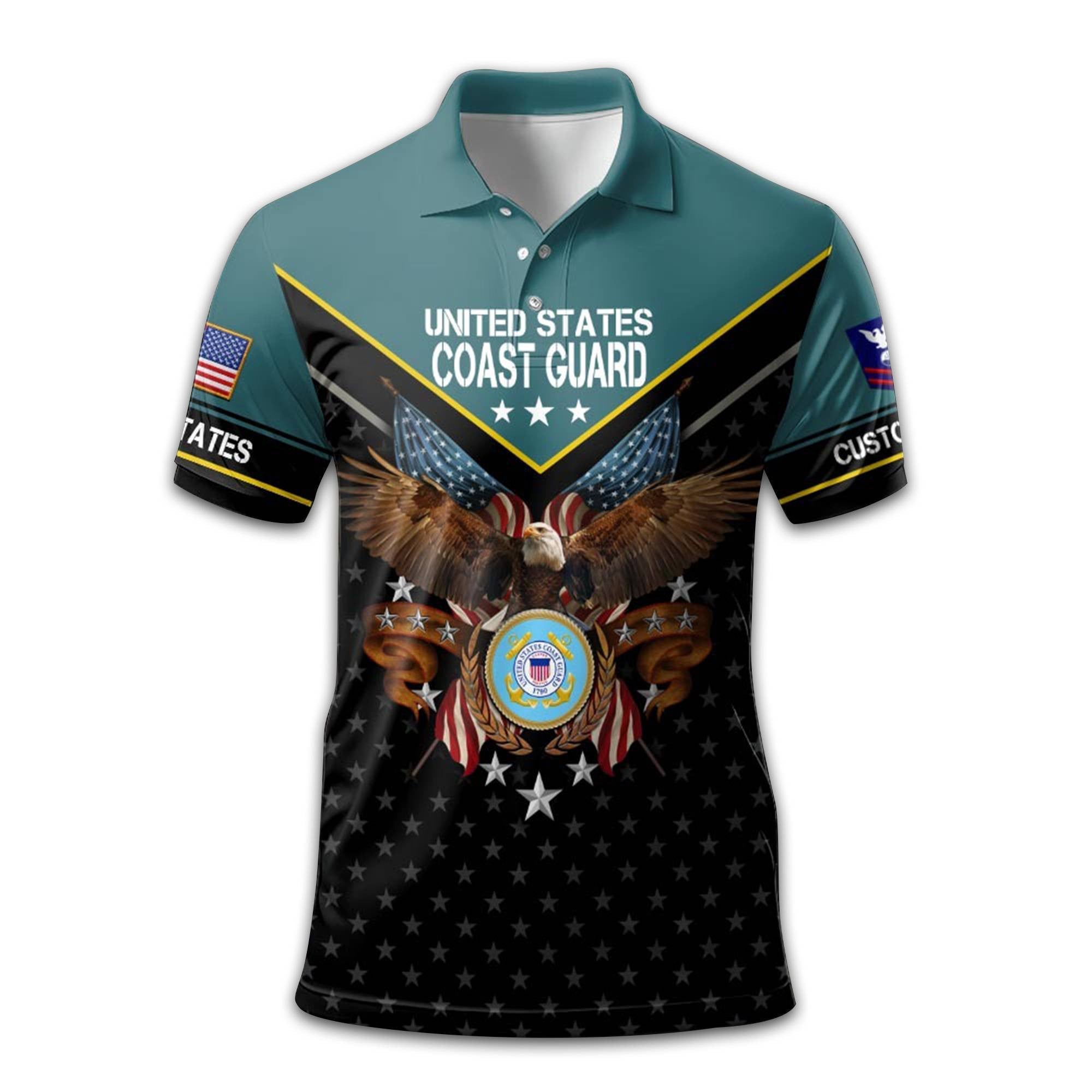 Premium Custom USCG Polo Shirt VPVC213410, Gifts For Coast Guard Veteran, Gifts For Dad, For Husband, Best Gifts On Father's Day, Armed Forces Day, Independence Day, Veterans Day.