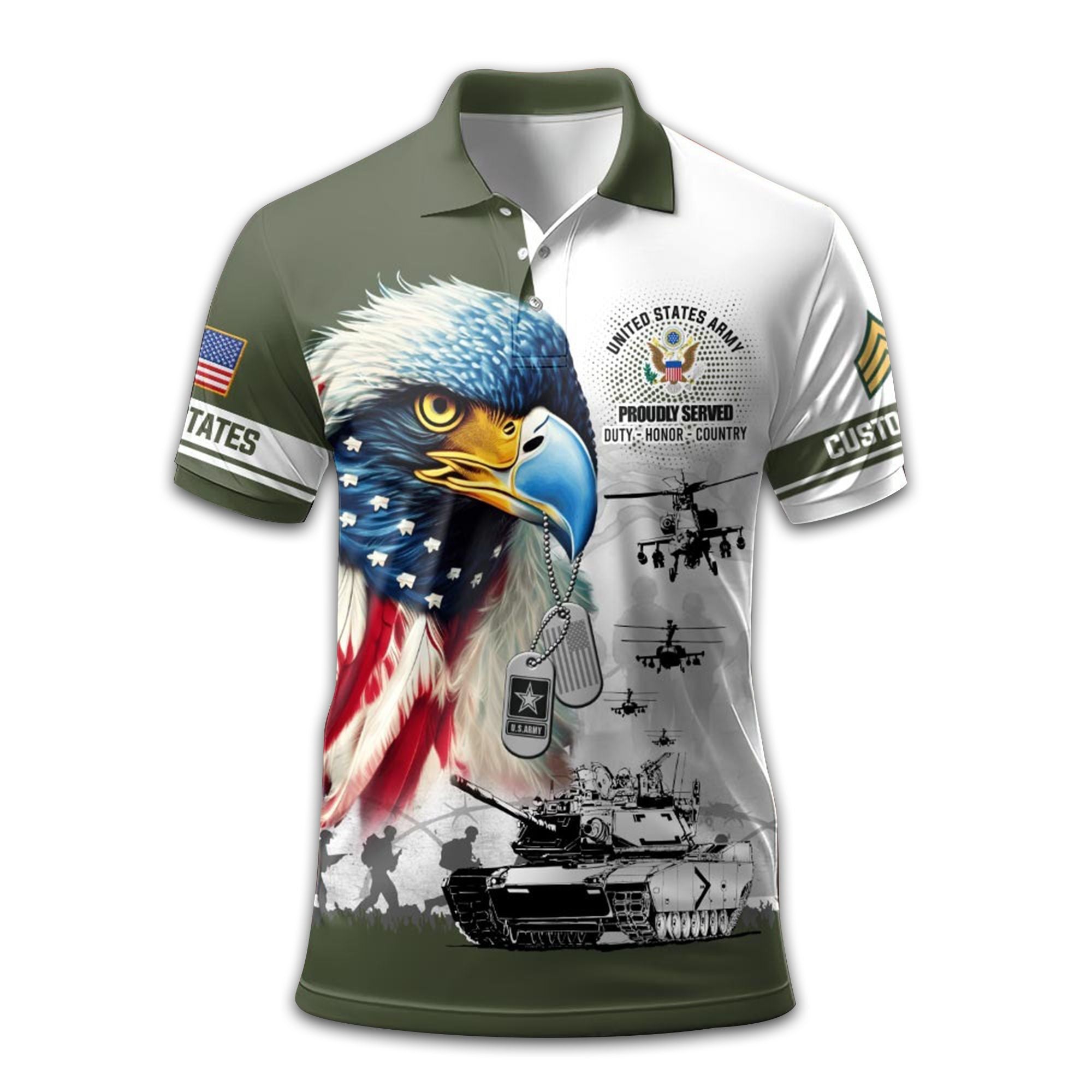 Premium US Army Polo Shirt VPVC213501, Custom Name, Rank Gifts For Army Veteran, Best Gifts On Father's Day, Armed Forces Day, Independence Day, Veterans Day.