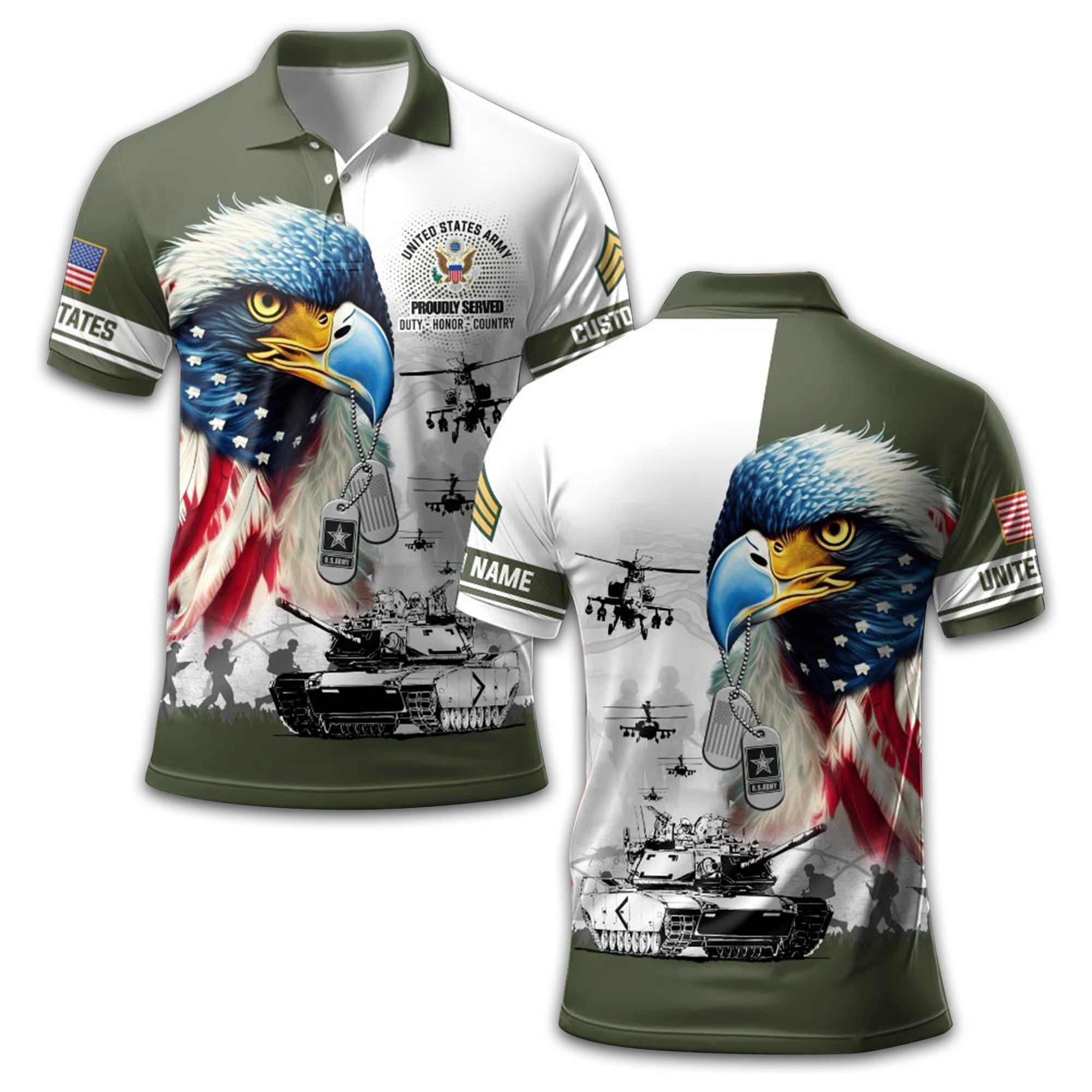 Premium US Army Polo Shirt VPVC213501, Custom Name, Rank Gifts For Army Veteran, Best Gifts On Father's Day, Armed Forces Day, Independence Day, Veterans Day.