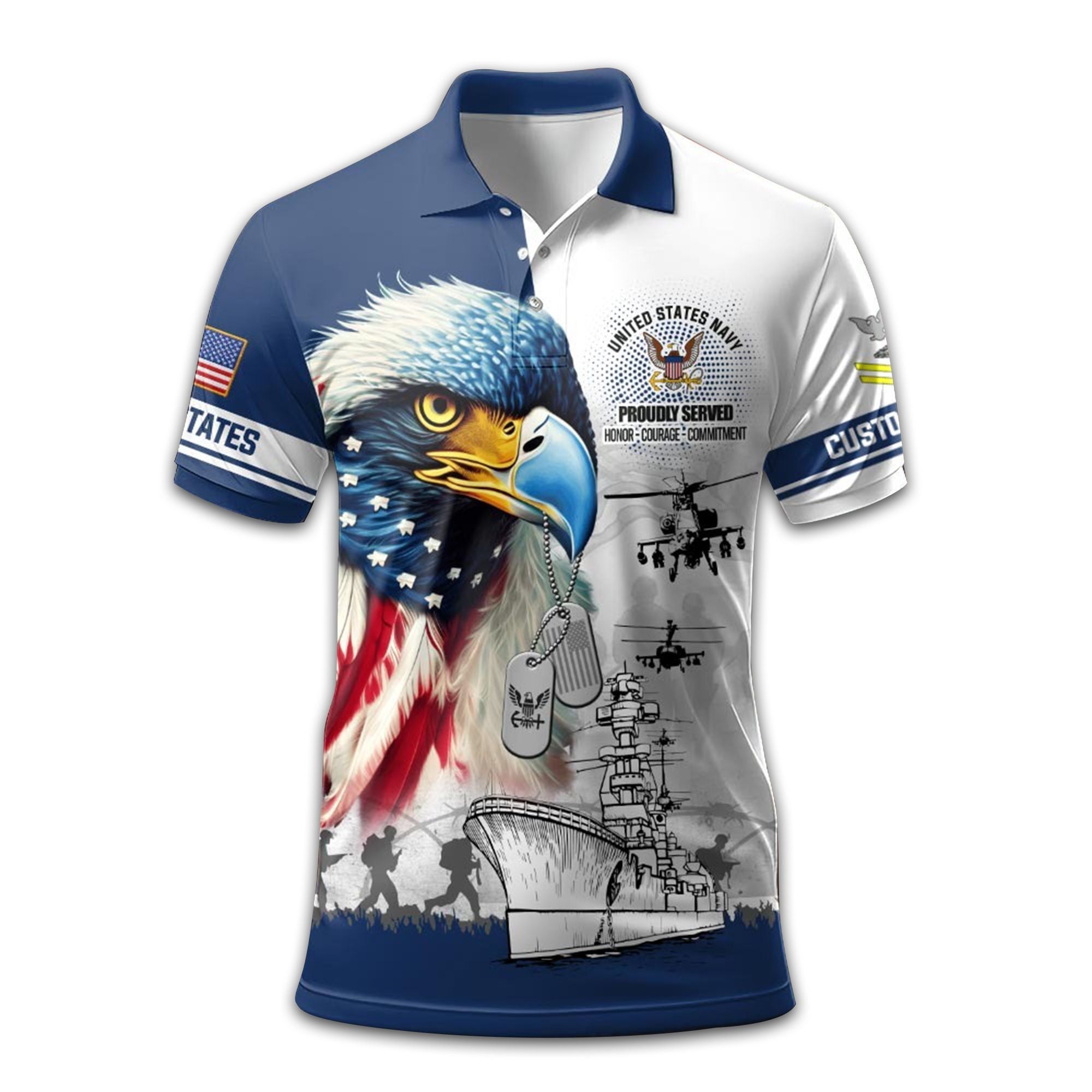 Premium US Navy Polo Shirt VPVC213502, Custom Name, Rank Gifts For Navy Veteran, Best Gifts On Father's Day, Armed Forces Day, Independence Day, Veterans Day.