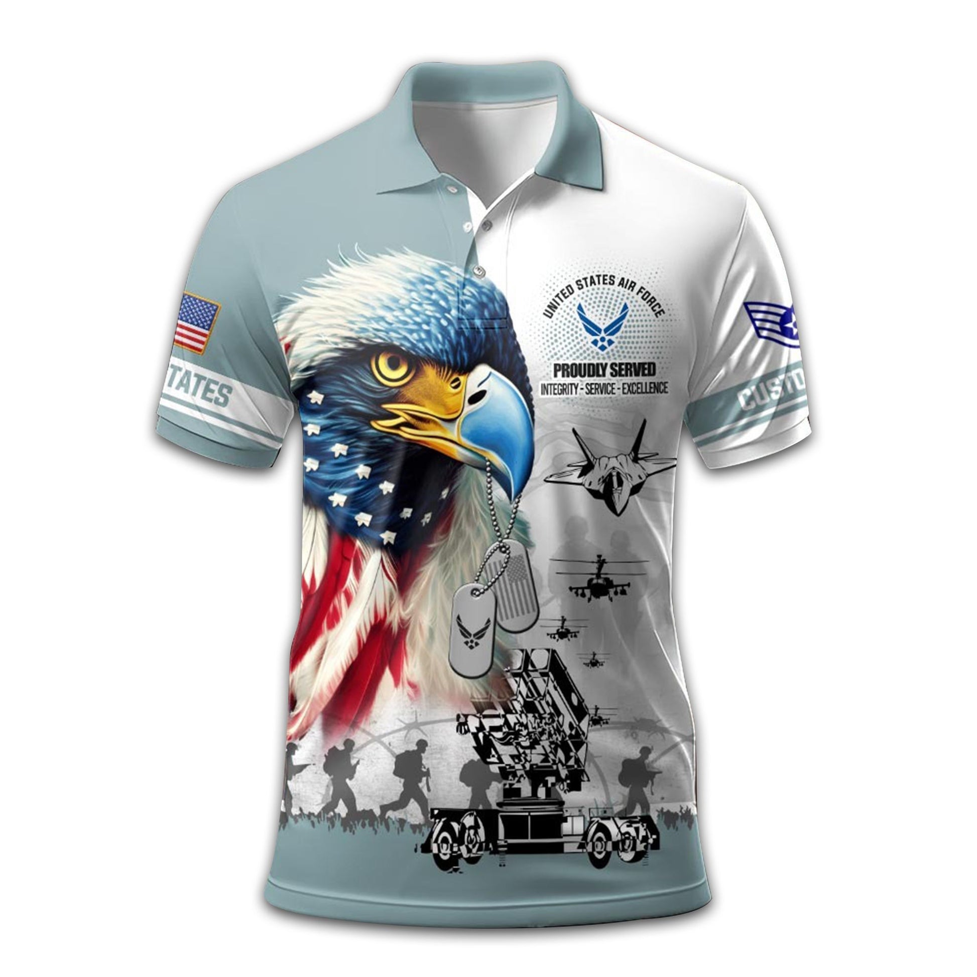 Premium USAF Polo Shirt VPVC213504, Custom Name, Rank Gifts For Air Force Veteran, Best Gifts On Father's Day, Armed Forces Day, Independence Day, Veterans Day.