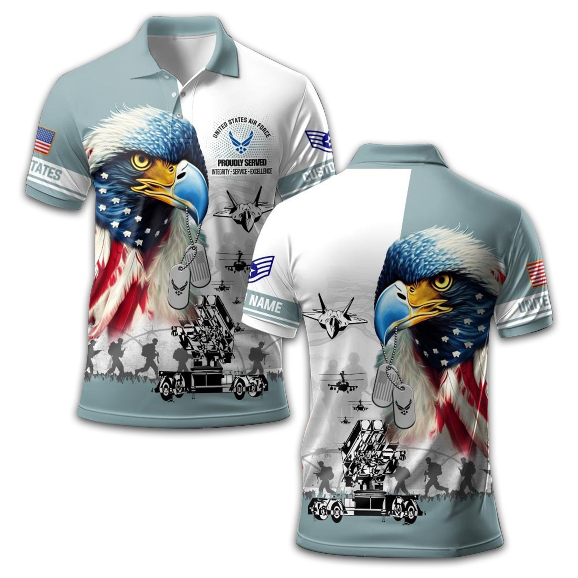 Premium USAF Polo Shirt VPVC213504, Custom Name, Rank Gifts For Air Force Veteran, Best Gifts On Father's Day, Armed Forces Day, Independence Day, Veterans Day.