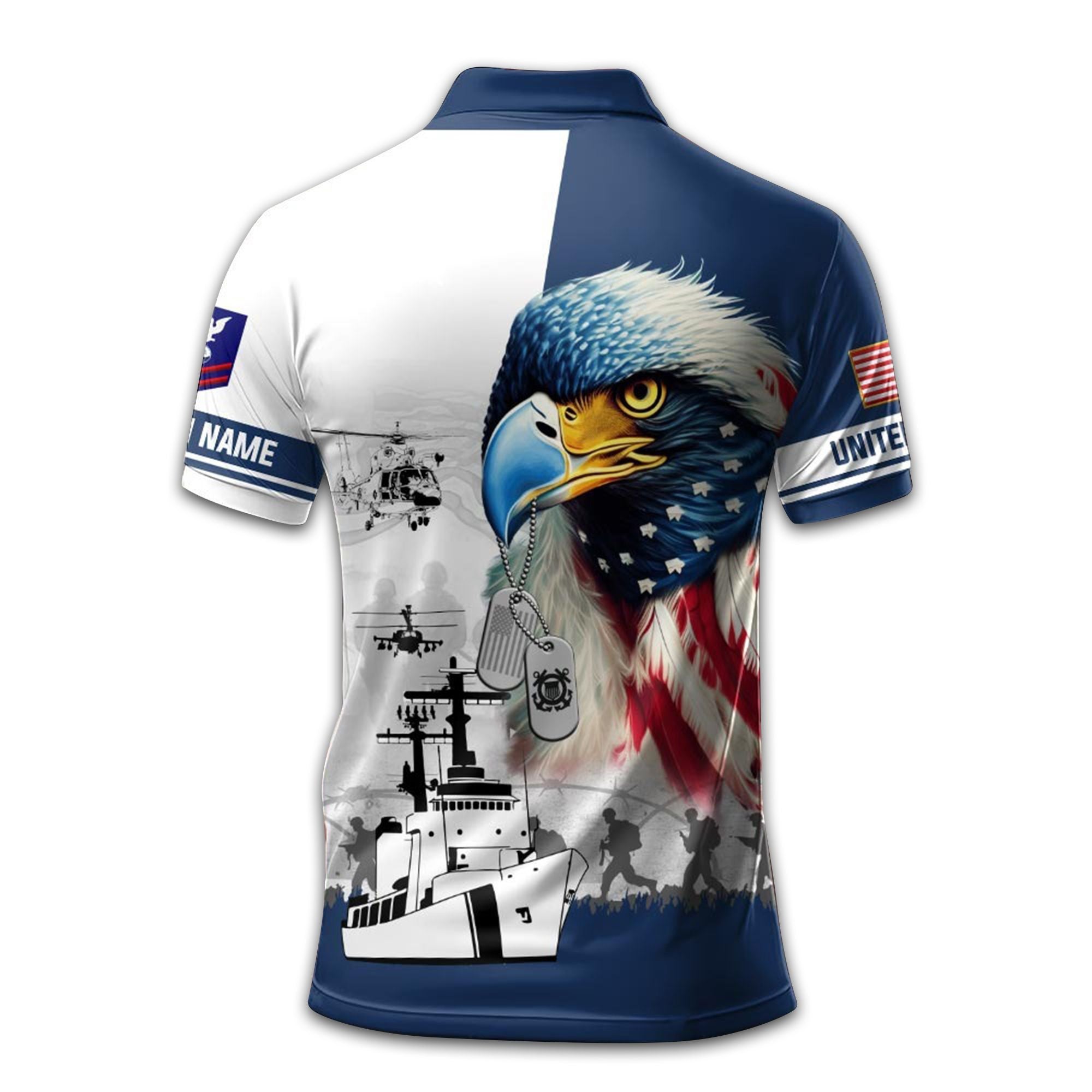 Premium USCG Polo Shirt VPVC213505, Custom Name, Rank Gifts For Coast Guard Veteran, Best Gifts On Father's Day, Armed Forces Day, Independence Day, Veterans Day.