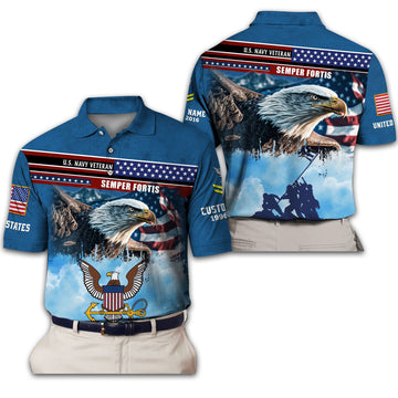 Premium Custom US Navy Polo Shirt VPVC213507, Gifts For Navy Veteran, Best Gifts On Father's Day, Armed Forces Day, Independence Day, Veterans Day.