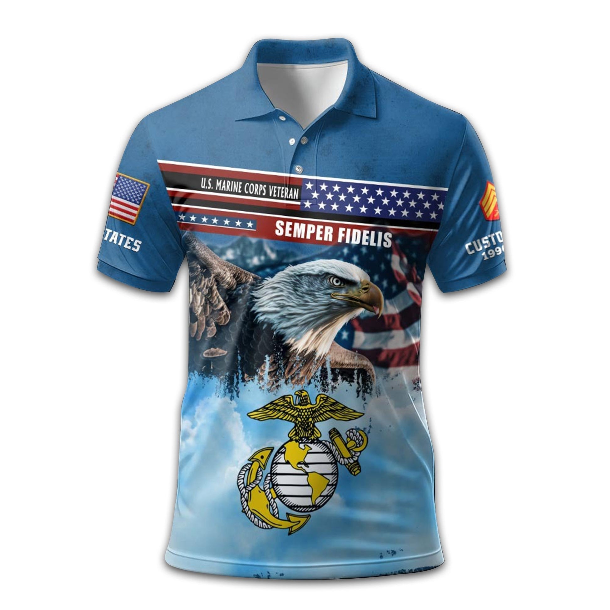 Premium Custom USMC Polo Shirt VPVC213508, Gifts For Marine Veteran, Best Gifts On Father's Day, Armed Forces Day, Independence Day, Veterans Day.