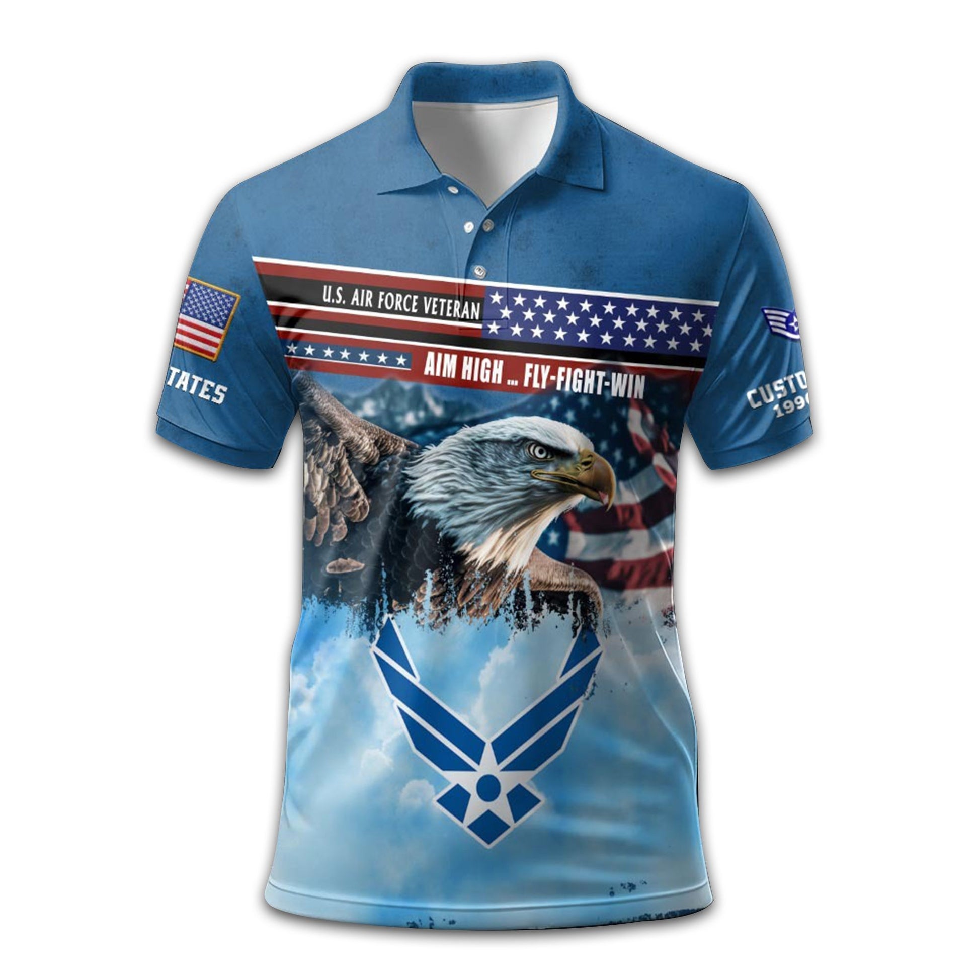Premium Custom USAF Polo Shirt VPVC213509, Gifts For Air Force Veteran, Best Gifts On Father's Day, Armed Forces Day, Independence Day, Veterans Day.