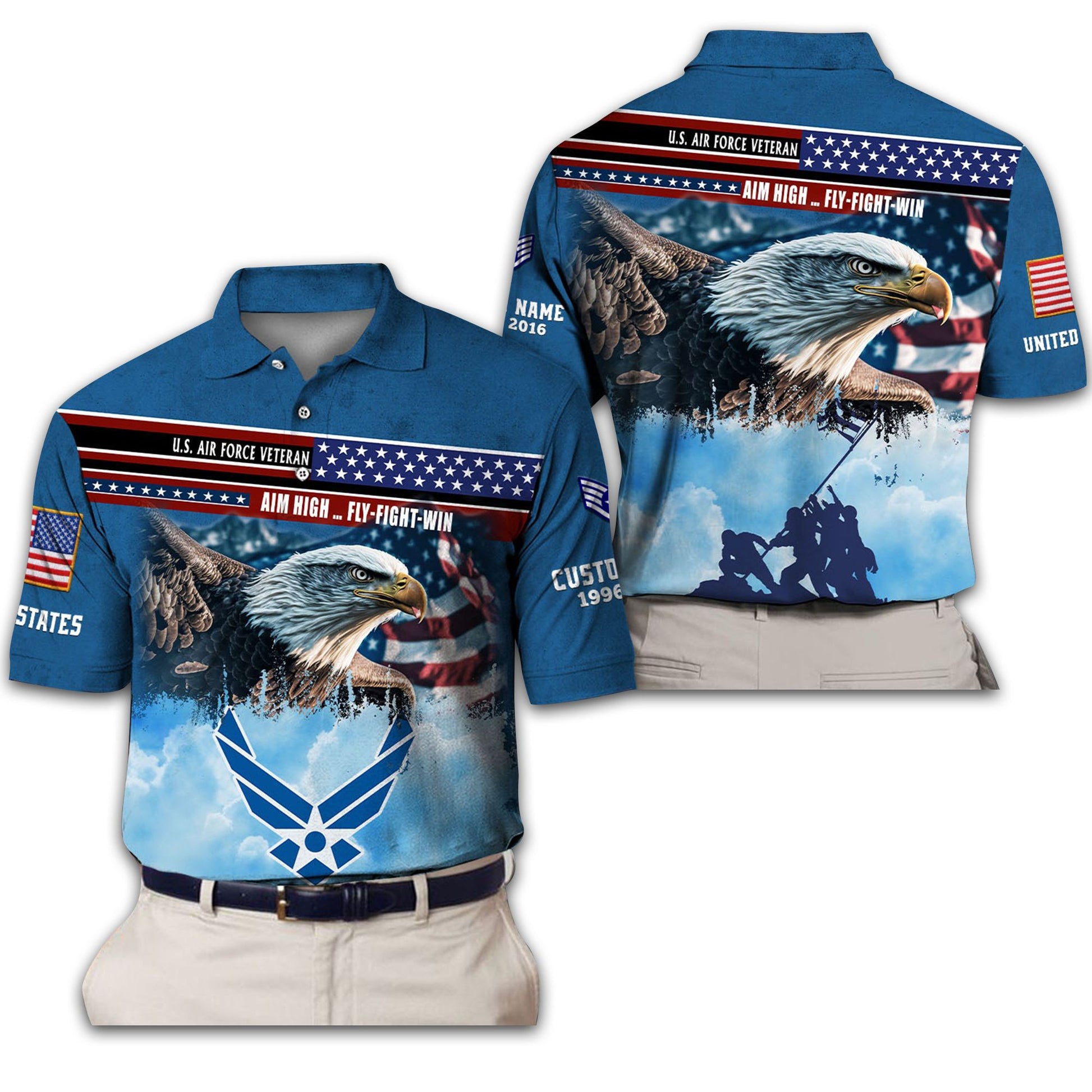 Premium Custom USAF Polo Shirt VPVC213509, Gifts For Air Force Veteran, Best Gifts On Father's Day, Armed Forces Day, Independence Day, Veterans Day.