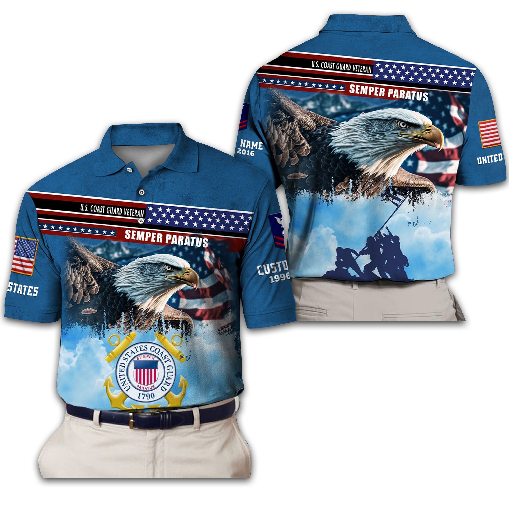 Premium Custom USCG Polo Shirt VPVC213510, Gifts For Coast Guard Veteran, Best Gifts On Father's Day, Armed Forces Day, Independence Day, Veterans Day.