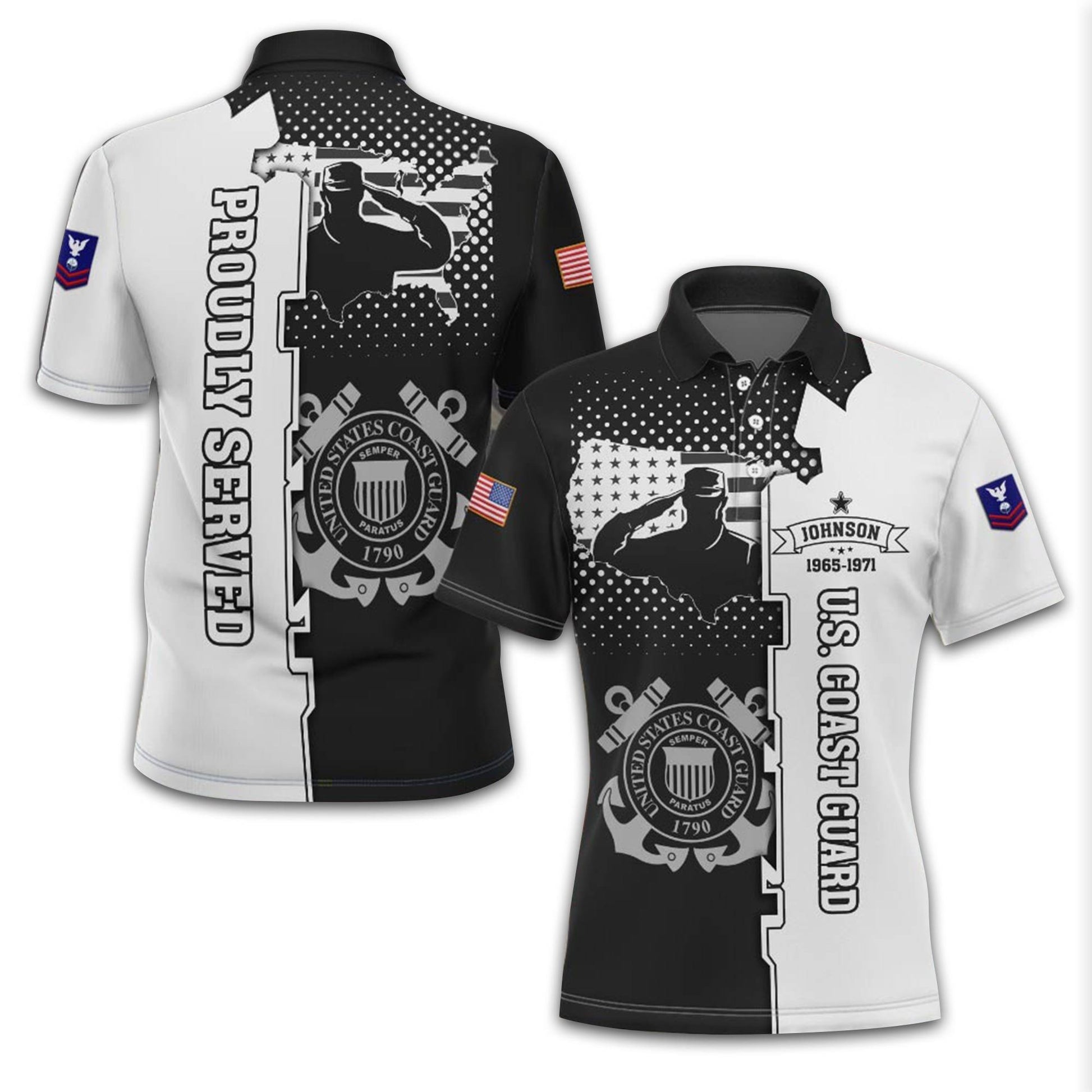 Unique Custom Name, Rank, Year USCG Polo Shirt VPVC213605, Gifts For Coast Guard Veteran, Gifts For Dad, For Husband, Best Gifts On Father's Day, Independence Day, Veterans Day.