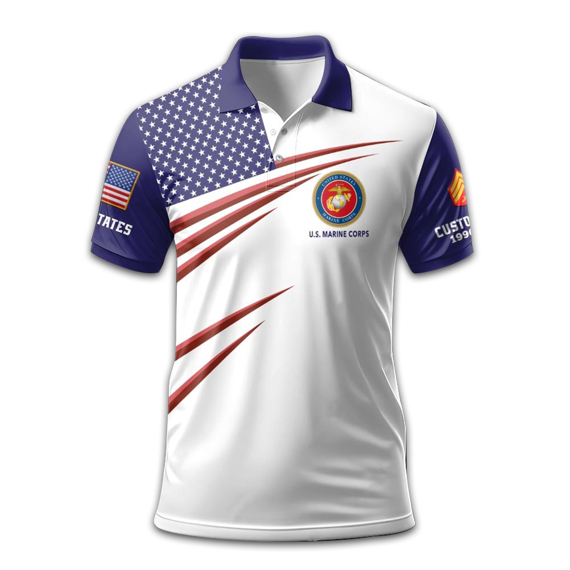 Premium USMC Polo Shirt VPVC213708, Custom Name, Rank, Year Gifts For Marine Veteran, Best Gifts On Father's Day, Armed Forces Day, Independence Day, Veterans Day.