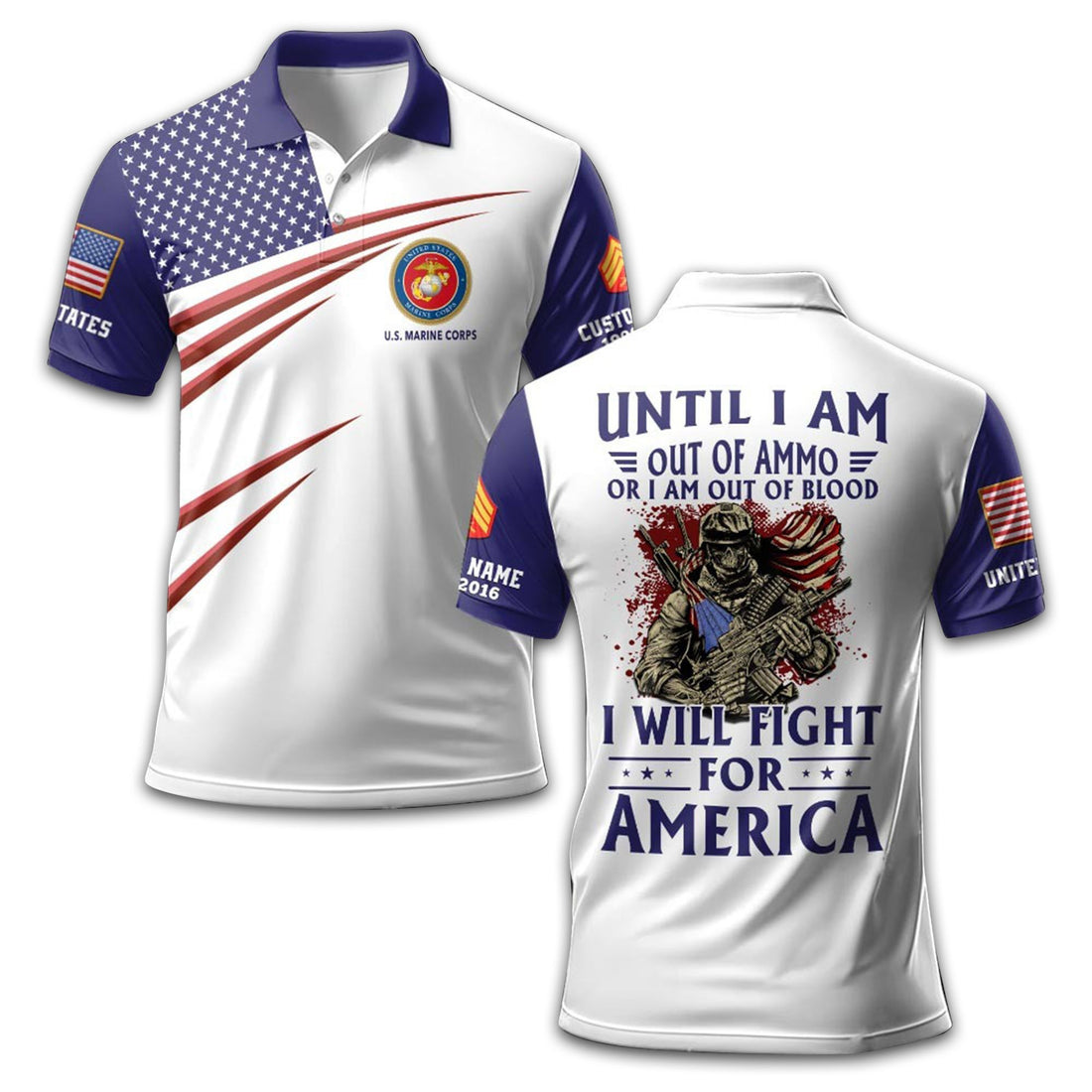 Premium USMC Polo Shirt VPVC213708, Custom Name, Rank, Year Gifts For Marine Veteran, Best Gifts On Father's Day, Armed Forces Day, Independence Day, Veterans Day.