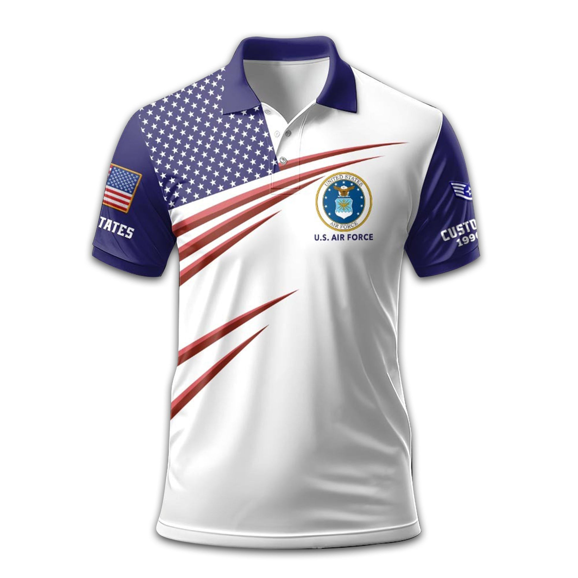 Premium USAF Polo Shirt VPVC213709, Custom Name, Rank, Year Gifts For Air Force Veteran, Best Gifts On Father's Day, Armed Forces Day, Independence Day, Veterans Day.