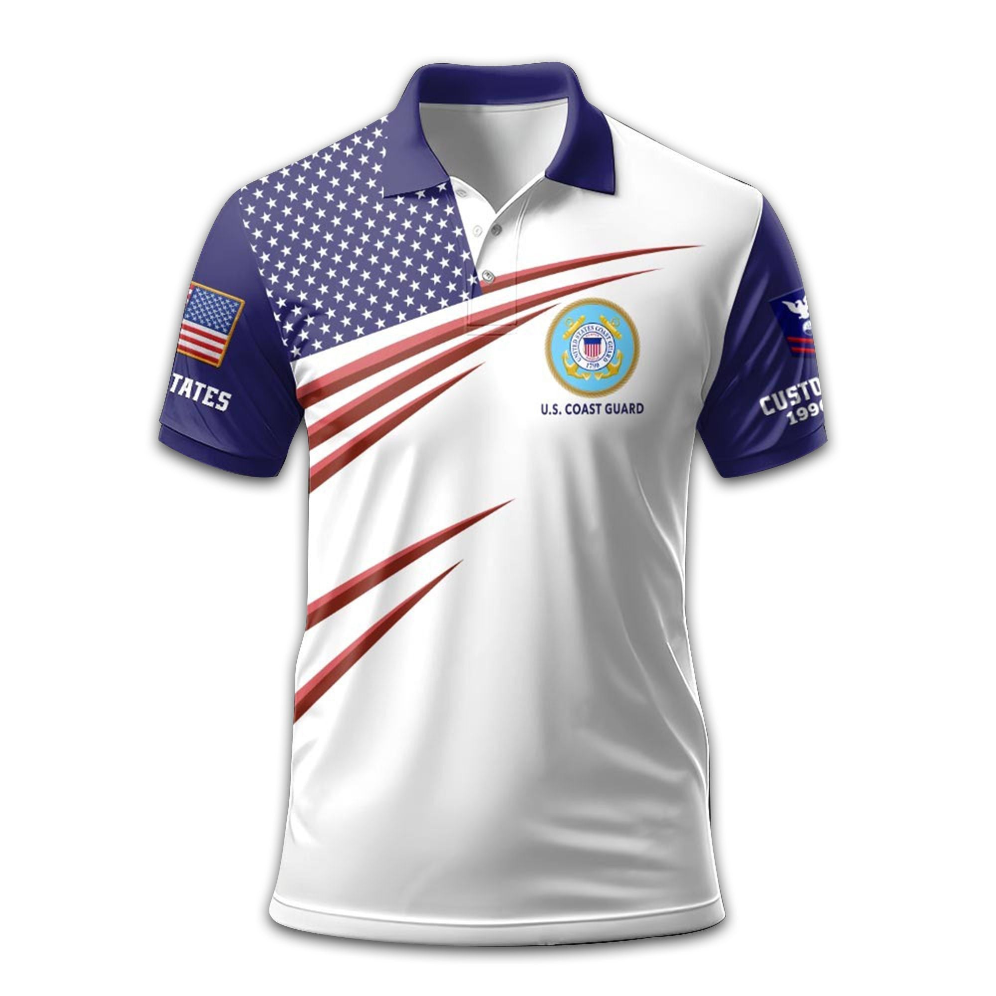 Premium USCG Polo Shirt VPVC213710, Custom Name, Rank, Year Gifts For Coast Guard Veteran, Best Gifts On Father's Day, Armed Forces Day, Independence Day, Veterans Day.