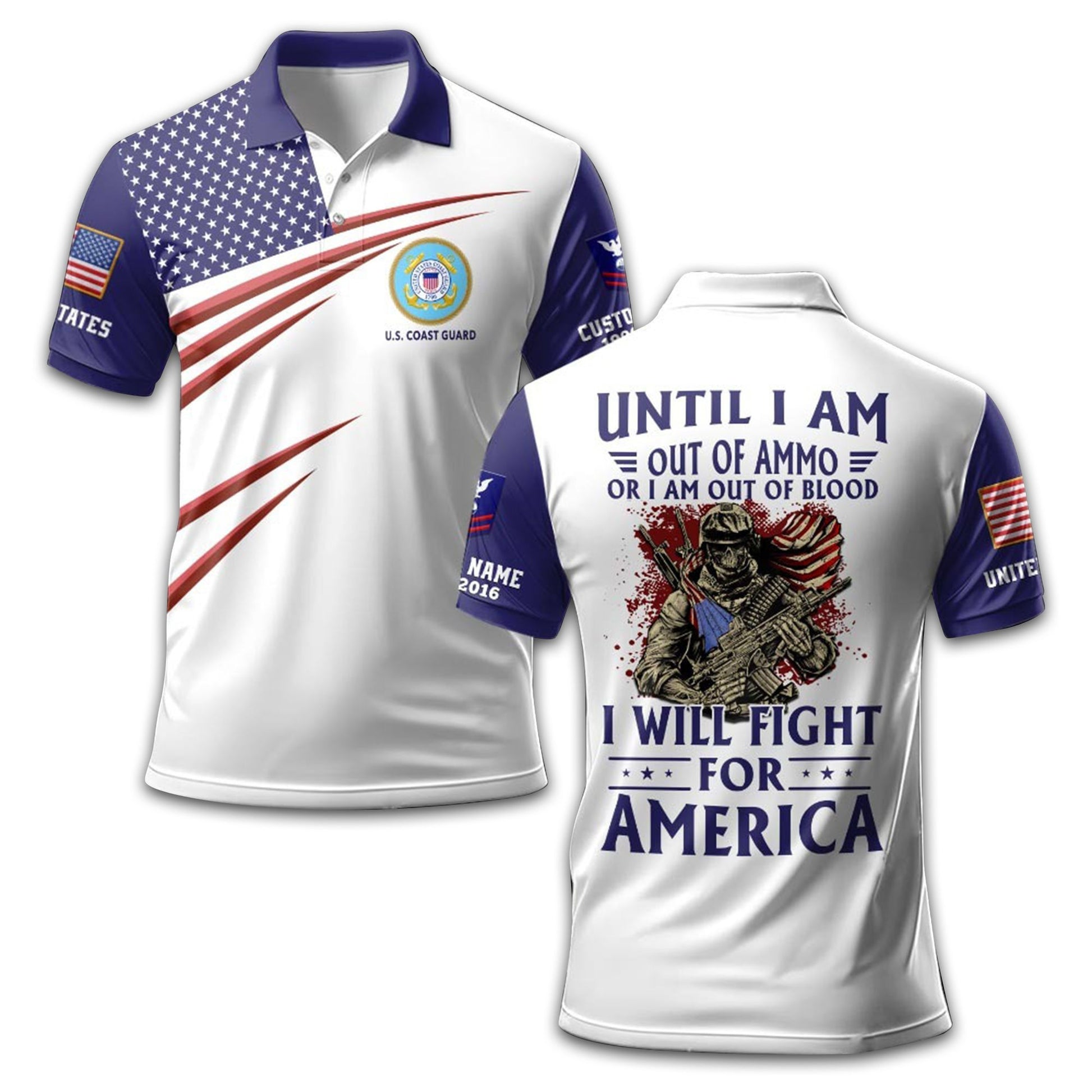 Premium USCG Polo Shirt VPVC213710, Custom Name, Rank, Year Gifts For Coast Guard Veteran, Best Gifts On Father's Day, Armed Forces Day, Independence Day, Veterans Day.