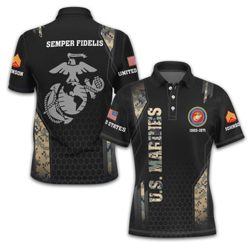 Premium Custom USMC Polo Shirt VPVC213803, Gifts For Marine Veteran, Best Gifts On Father's Day, Armed Forces Day, Independence Day, Veterans Day.