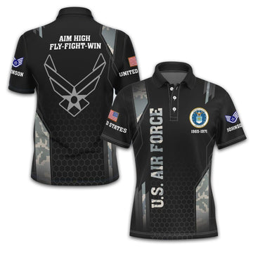 Premium Custom USAF Polo Shirt VPVC213804, Gifts For Air Force Veteran, Best Gifts On Father's Day, Armed Forces Day, Independence Day, Veterans Day.
