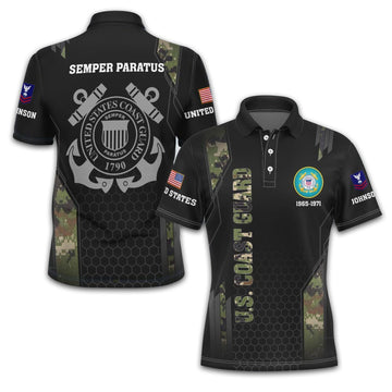 Premium Custom USCG Polo Shirt VPVC213805, Gifts For Coast Guard Veteran, Best Gifts On Father's Day, Armed Forces Day, Independence Day, Veterans Day.