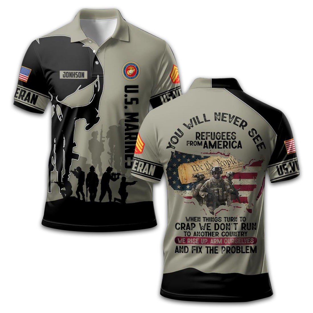 Unique Custom Name, Rank USMC Polo Shirt VPVC213808, Gifts For Marine Veteran, Gifts For Dad, For Husband, Best Gifts On Father's Day, Independence Day, Veterans Day.