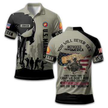 Unique Custom Name, Rank USMC Polo Shirt VPVC213808, Gifts For Marine Veteran, Gifts For Dad, For Husband, Best Gifts On Father's Day, Independence Day, Veterans Day.