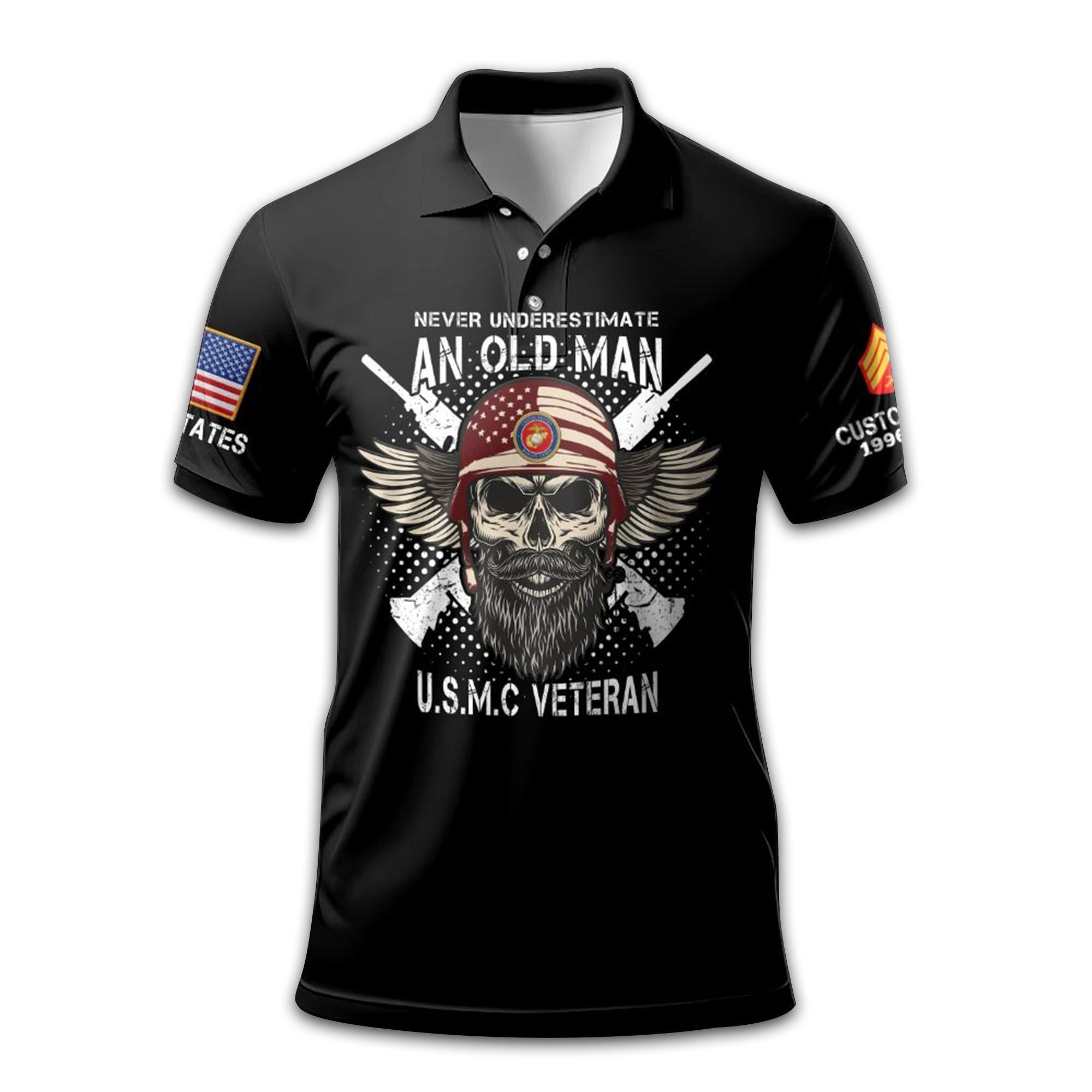 Premium Custom USMC Polo Shirt VPVC213908, Gifts For Marine Veteran, Gifts For Dad, For Husband, Best Gifts On Father's Day, Armed Forces Day, Independence Day, Veterans Day.