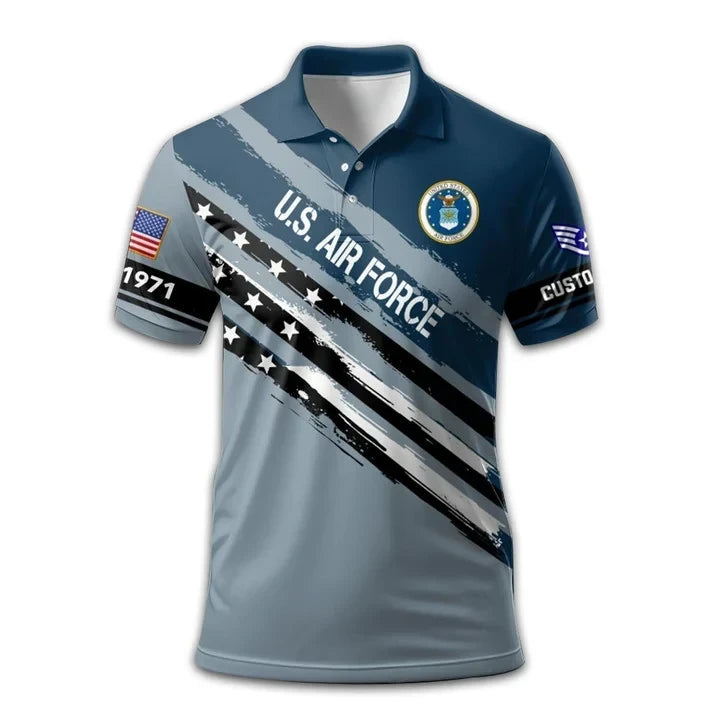 Premium Custom USAF Polo Shirt VPVC213304, Gifts For Air Force Veteran, Best Gifts On Father's Day, Armed Forces Day, Independence Day, Veterans Day.