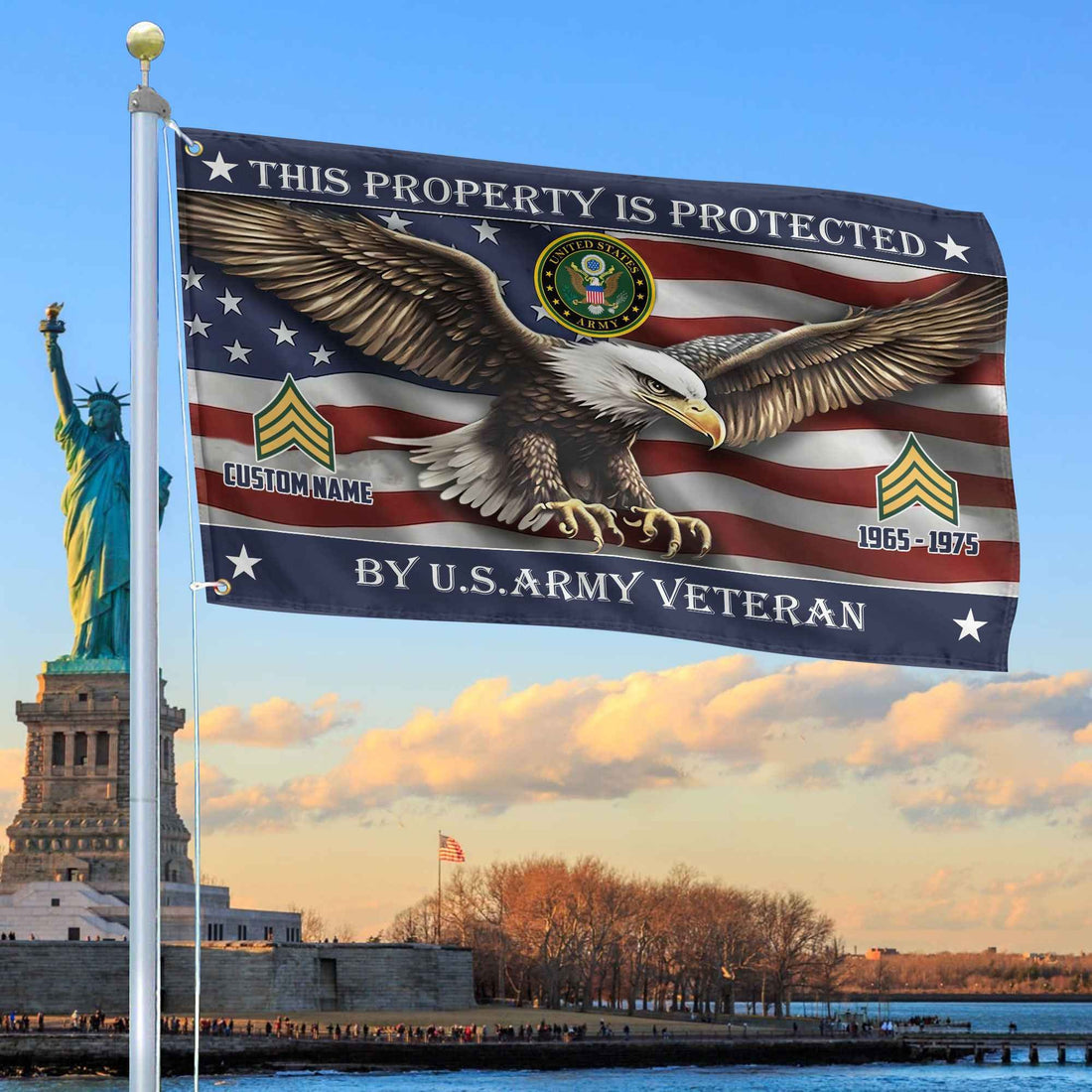 Unique Custom Name, Rank, Year, US Army Grommet Flag VPVC108501, Gifts For Army Veteran, Gifts For Dad, For Husband, Best Gifts On Father's Day, Independence Day, Veterans Day.