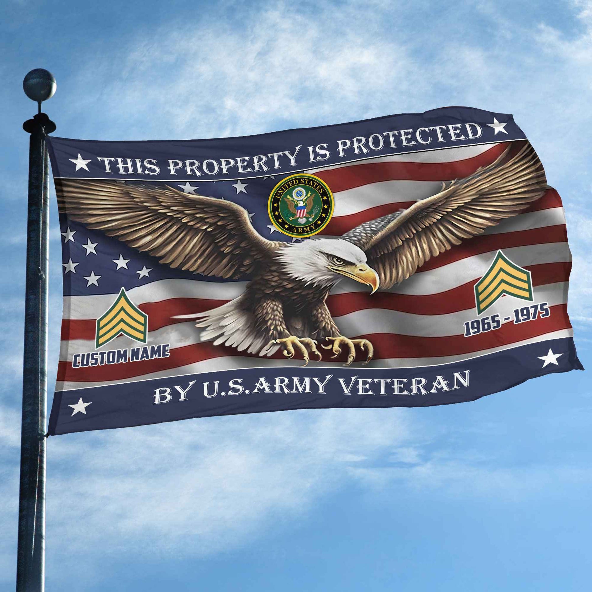 Unique Custom Name, Rank, Year, US Army Grommet Flag VPVC108501, Gifts For Army Veteran, Gifts For Dad, For Husband, Best Gifts On Father's Day, Independence Day, Veterans Day.