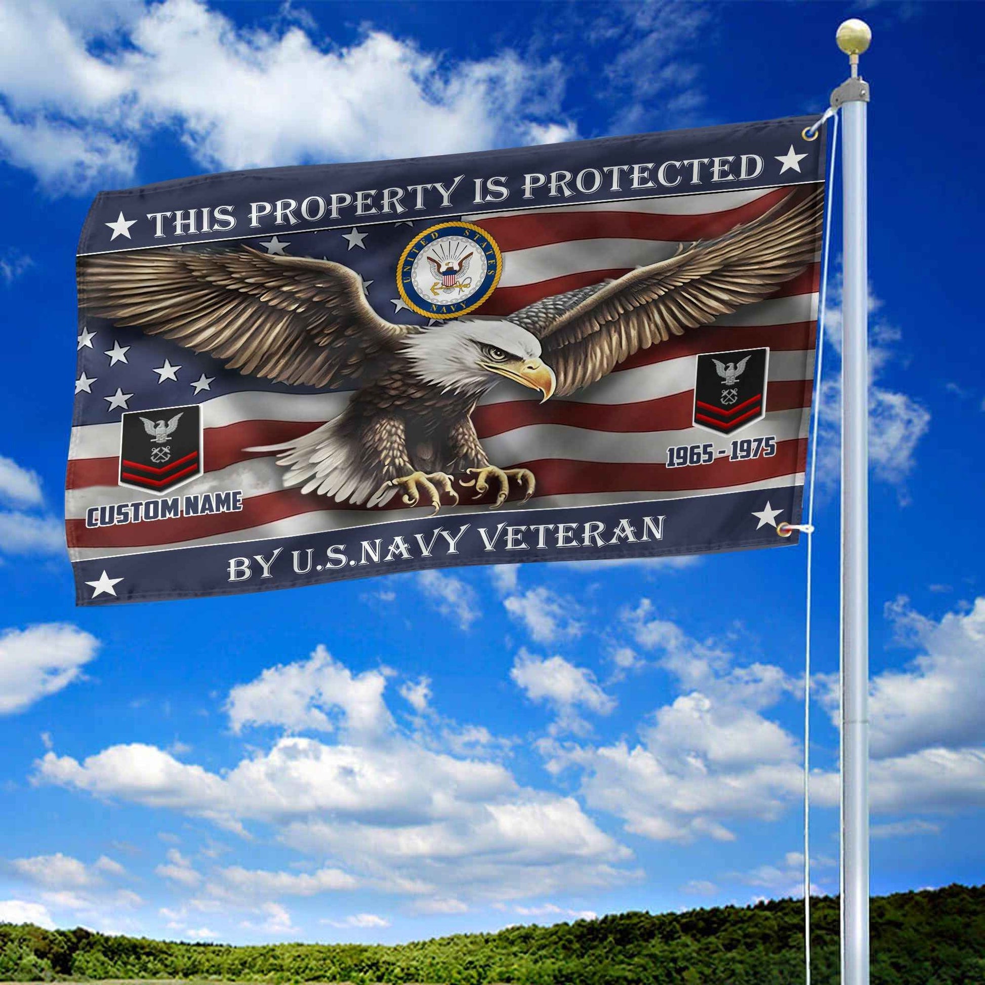 Unique Custom Name, Rank, Year, US Navy Grommet Flag VPVC108502, Gifts For Navy Veteran, Gifts For Dad, For Husband, Best Gifts On Father's Day, Independence Day, Veterans Day.