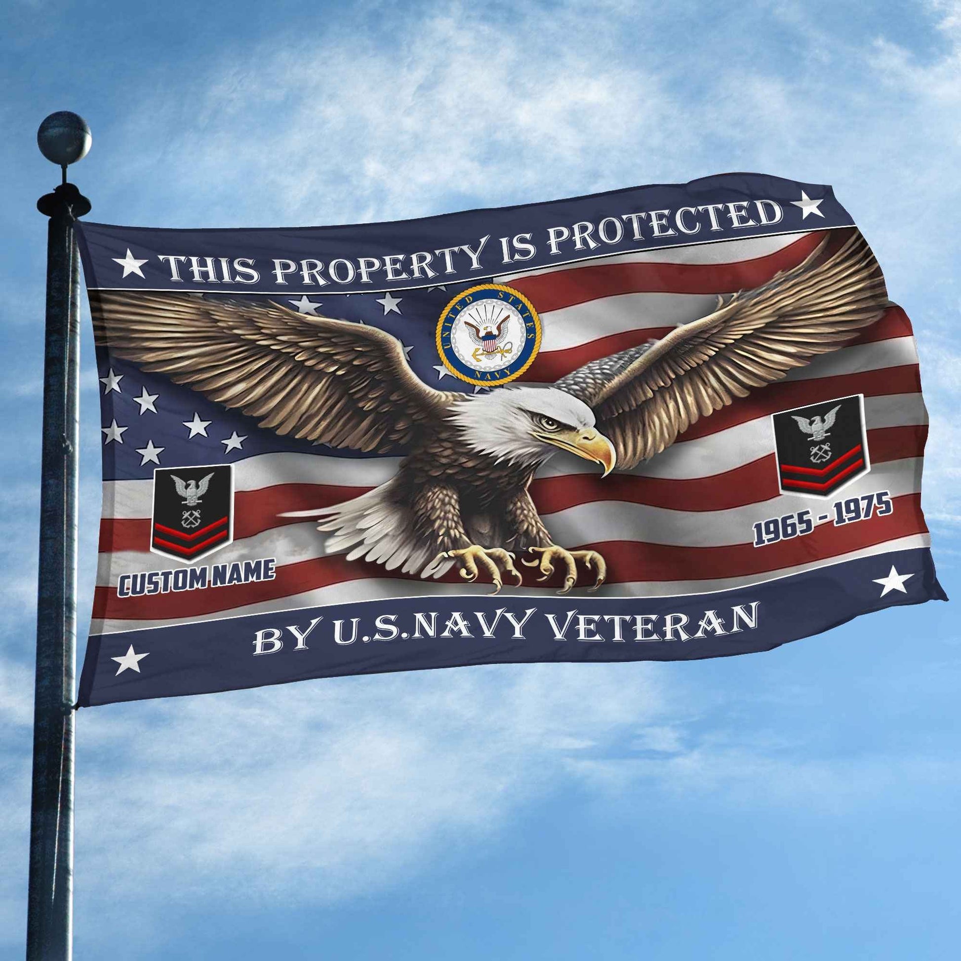 Unique Custom Name, Rank, Year, US Navy Grommet Flag VPVC108502, Gifts For Navy Veteran, Gifts For Dad, For Husband, Best Gifts On Father's Day, Independence Day, Veterans Day.
