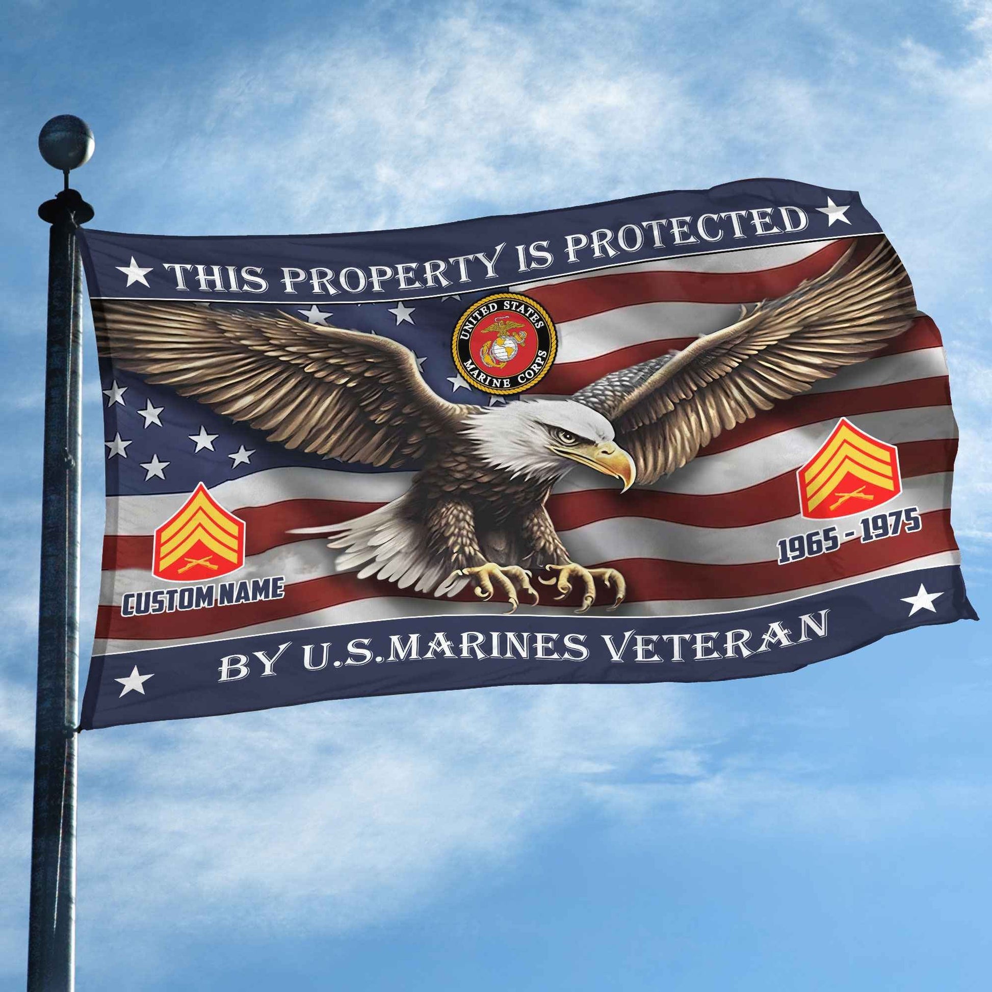 Unique Custom Name, Rank, Year, USMC Grommet Flag VPVC108503, Gifts For Marine Veteran, Gifts For Dad, For Husband, Best Gifts On Father's Day, Independence Day, Veterans Day.