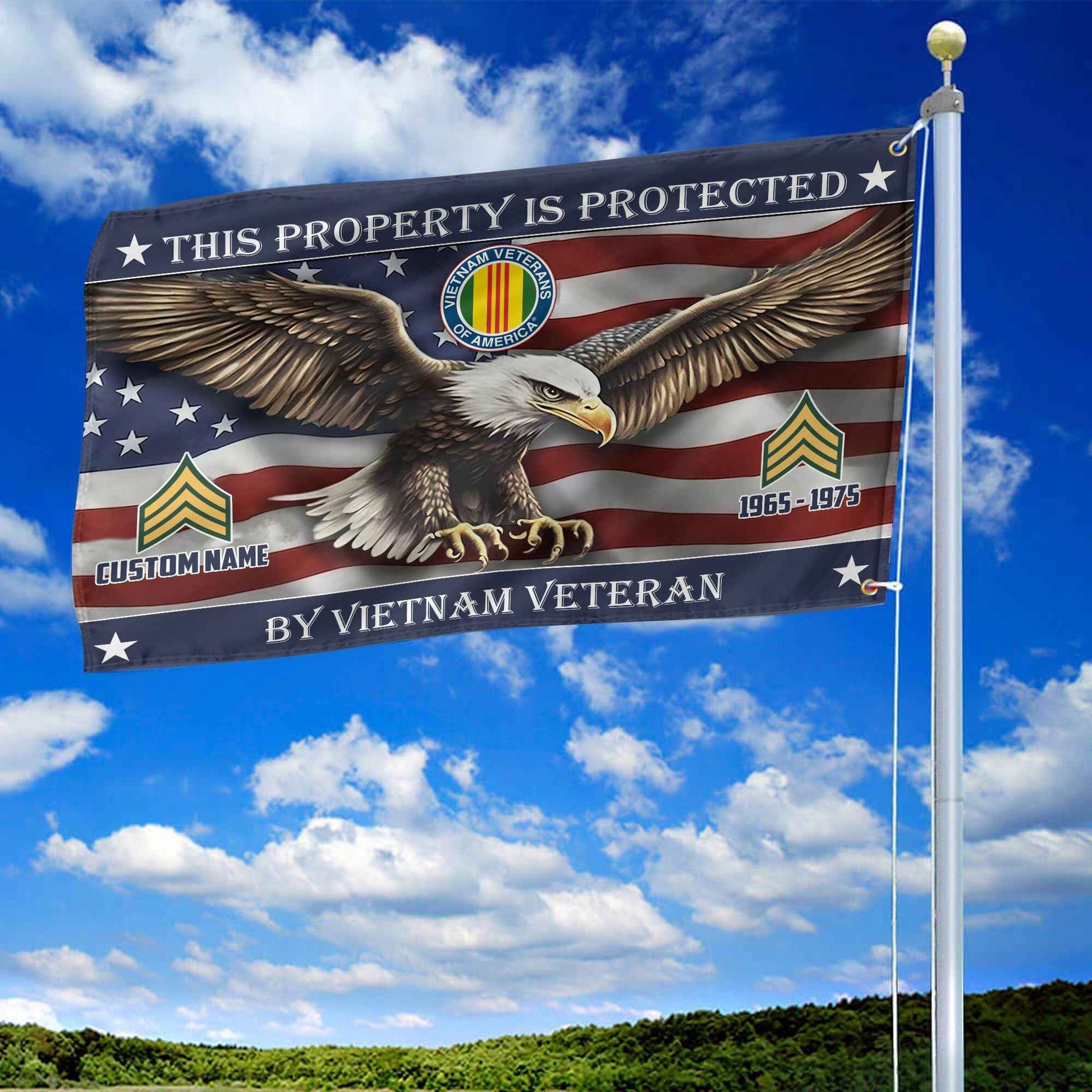 Unique Custom Name, Rank, Year, Vietnam Veteran Grommet Flag VPVC108506, Gifts For Vietnam Veteran, Gifts For Dad, For Husband, Best Gifts On Father's Day, Independence Day, Veterans Day.