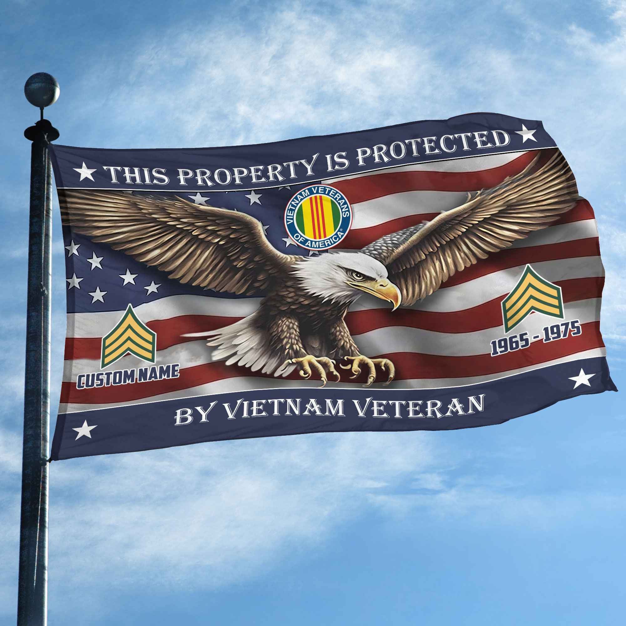 Unique Custom Name, Rank, Year, Vietnam Veteran Grommet Flag VPVC108506, Gifts For Vietnam Veteran, Gifts For Dad, For Husband, Best Gifts On Father's Day, Independence Day, Veterans Day.