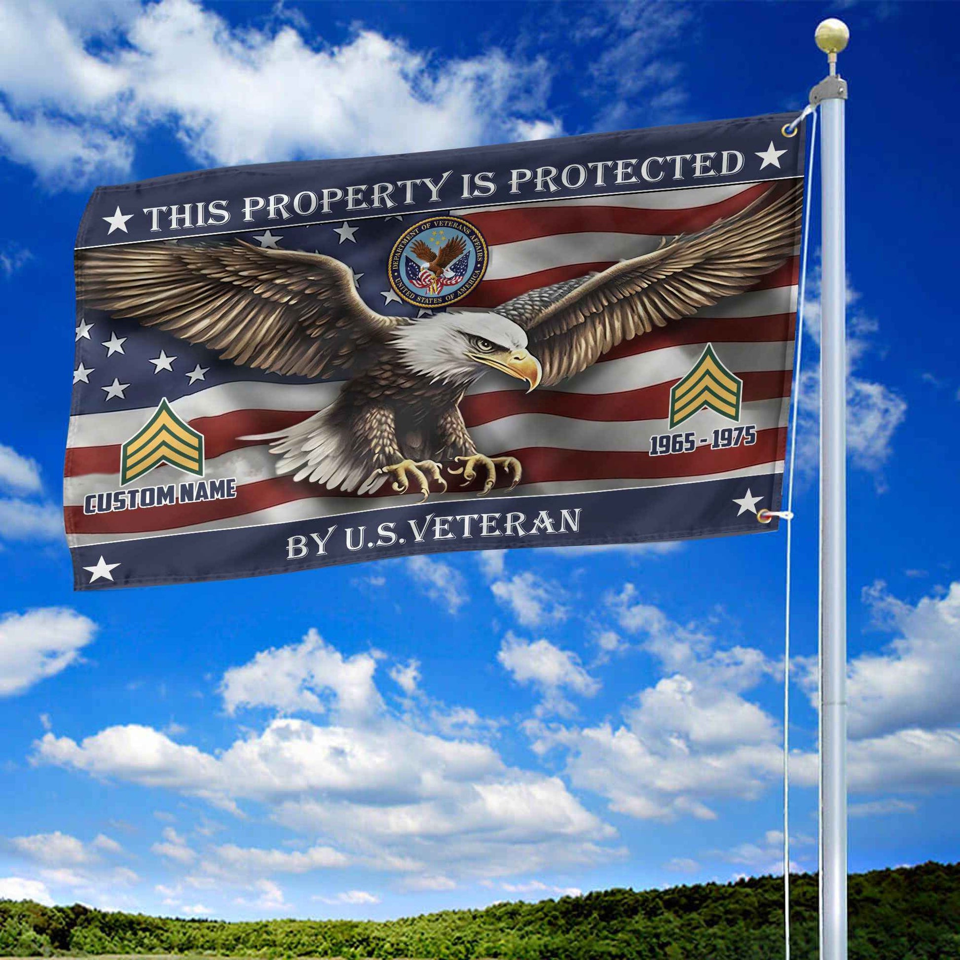 Unique Custom Name, Rank, Year, US Veteran Grommet Flag VPVC108507, Gifts For US Veteran, Gifts For Dad, For Husband, Best Gifts On Father's Day, Independence Day, Veterans Day.