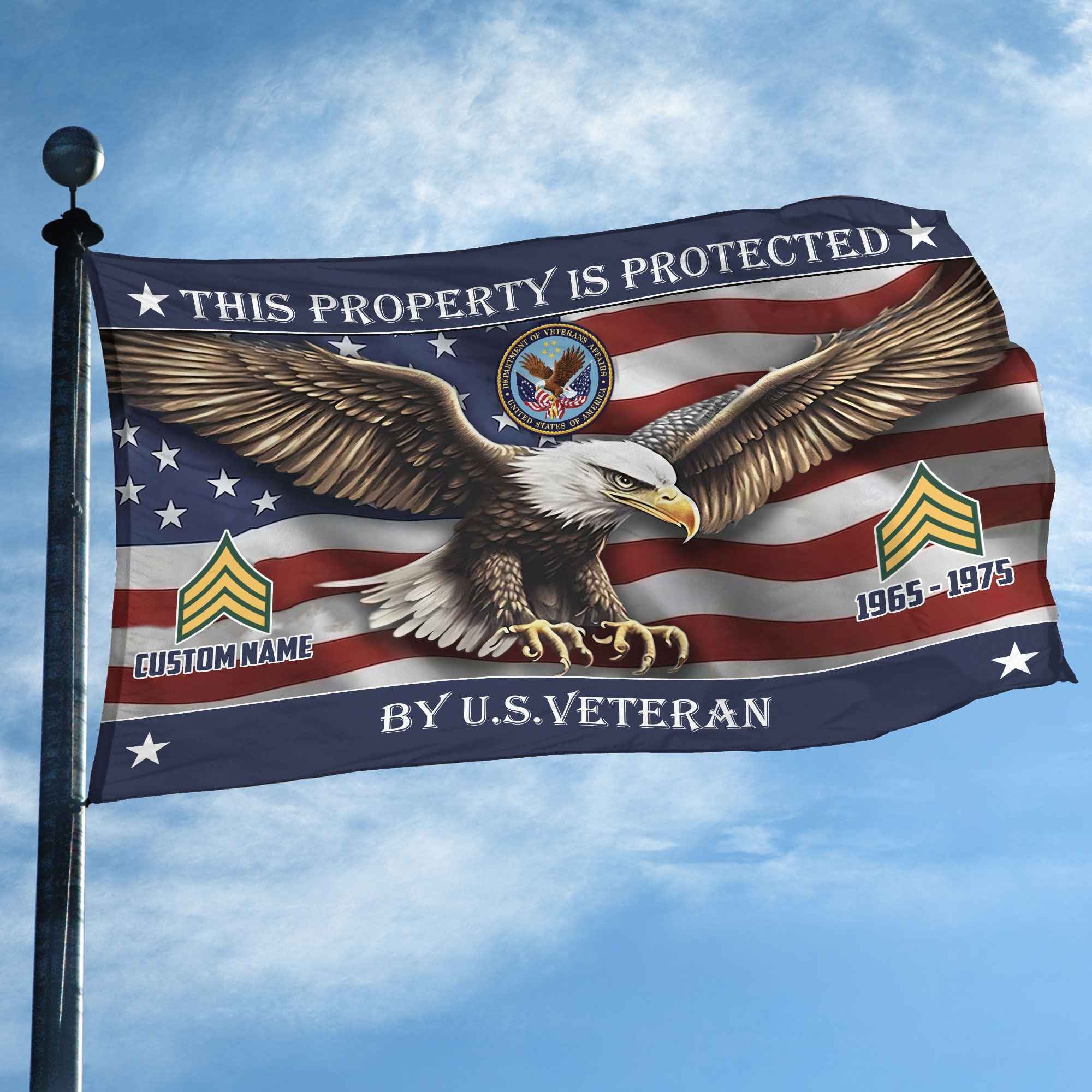 Unique Custom Name, Rank, Year, US Veteran Grommet Flag VPVC108507, Gifts For US Veteran, Gifts For Dad, For Husband, Best Gifts On Father's Day, Independence Day, Veterans Day.