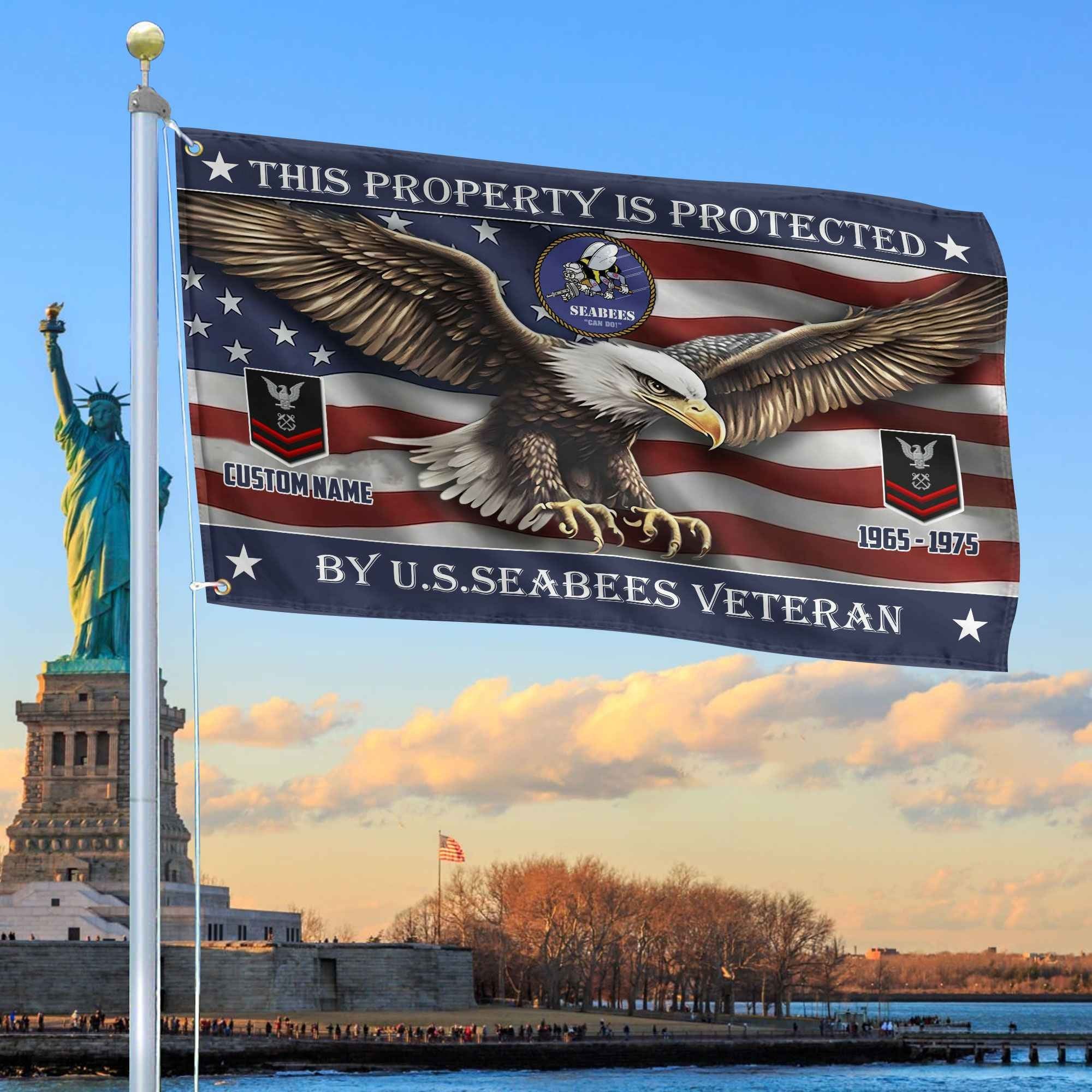 Unique Custom Name, Rank, Year, US Seabees Grommet Flag VPVC108509, Gifts For Seabees Veteran, Gifts For Dad, For Husband, Best Gifts On Father's Day, Independence Day, Veterans Day.