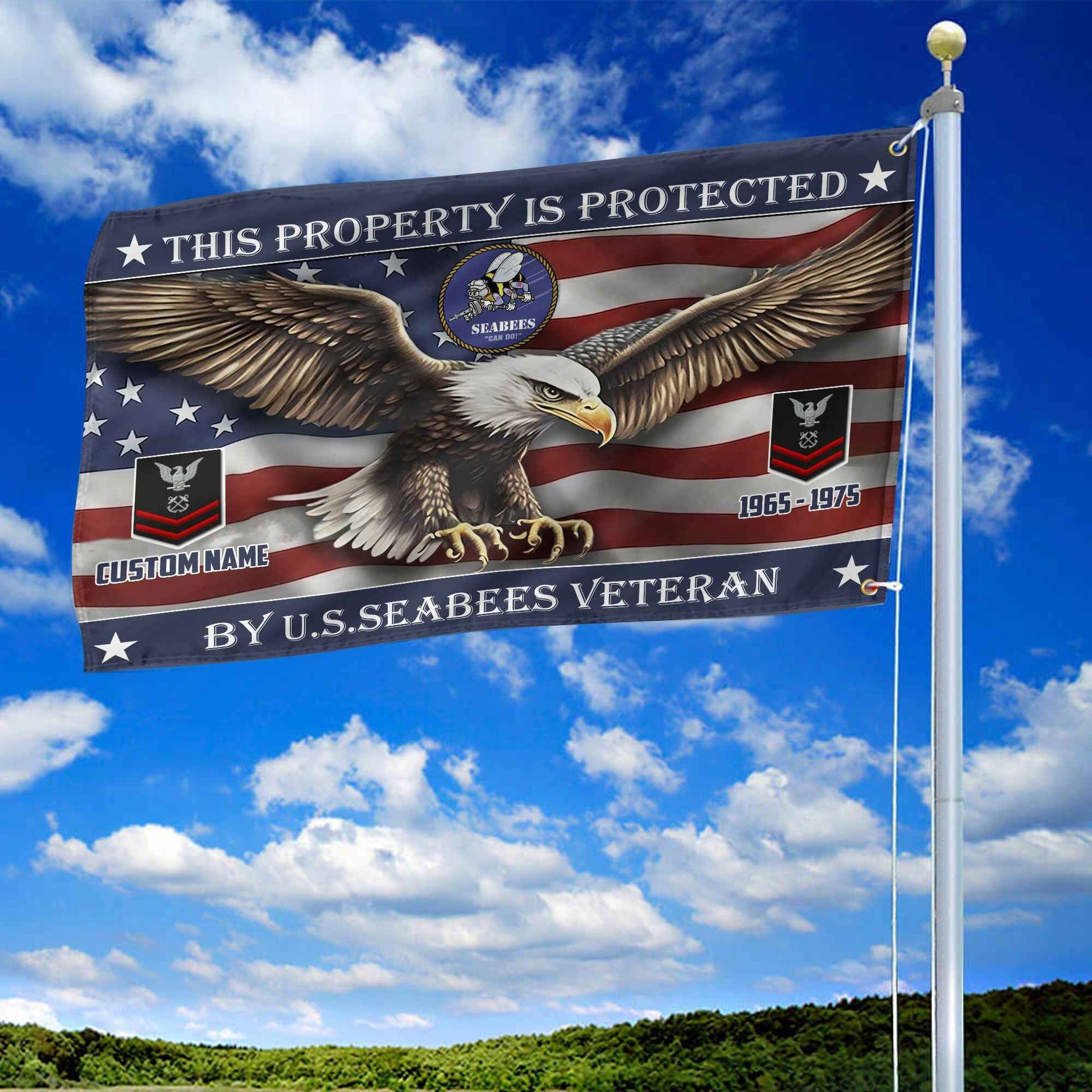 Unique Custom Name, Rank, Year, US Seabees Grommet Flag VPVC108509, Gifts For Seabees Veteran, Gifts For Dad, For Husband, Best Gifts On Father's Day, Independence Day, Veterans Day.