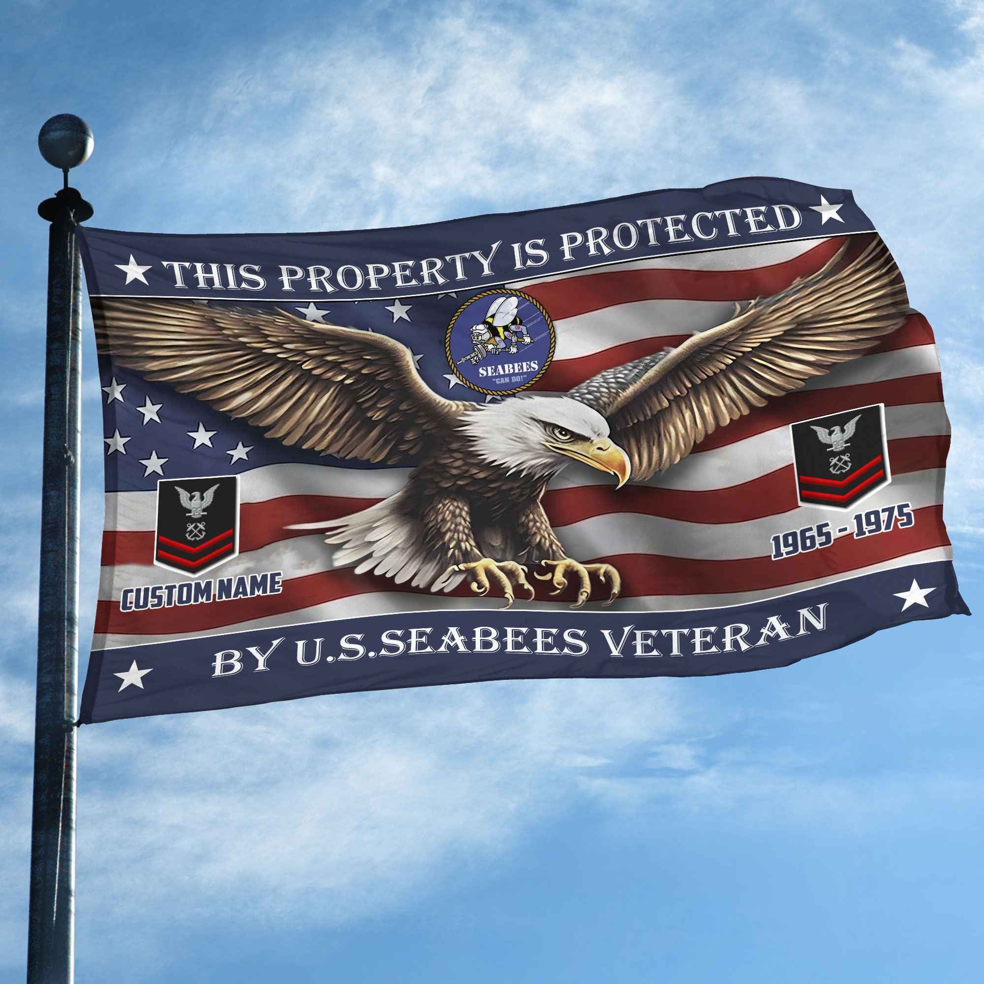 Unique Custom Name, Rank, Year, US Seabees Grommet Flag VPVC108509, Gifts For Seabees Veteran, Gifts For Dad, For Husband, Best Gifts On Father's Day, Independence Day, Veterans Day.
