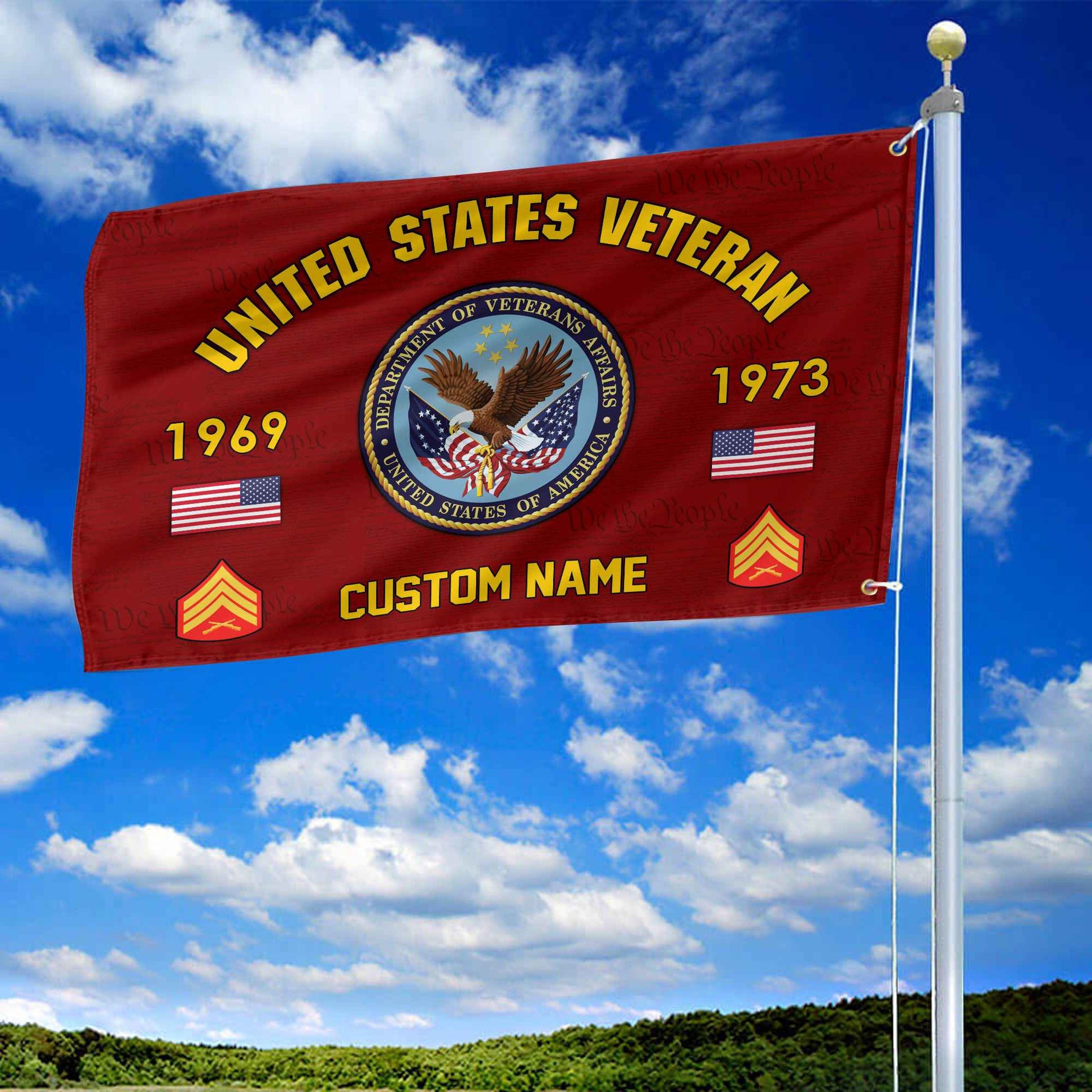 Premium Custom US Veteran Grommet Flag VPVC108607, Gifts For US Veteran, Best Gifts On Father's Day, Armed Forces Day, Independence Day, Veterans Day.