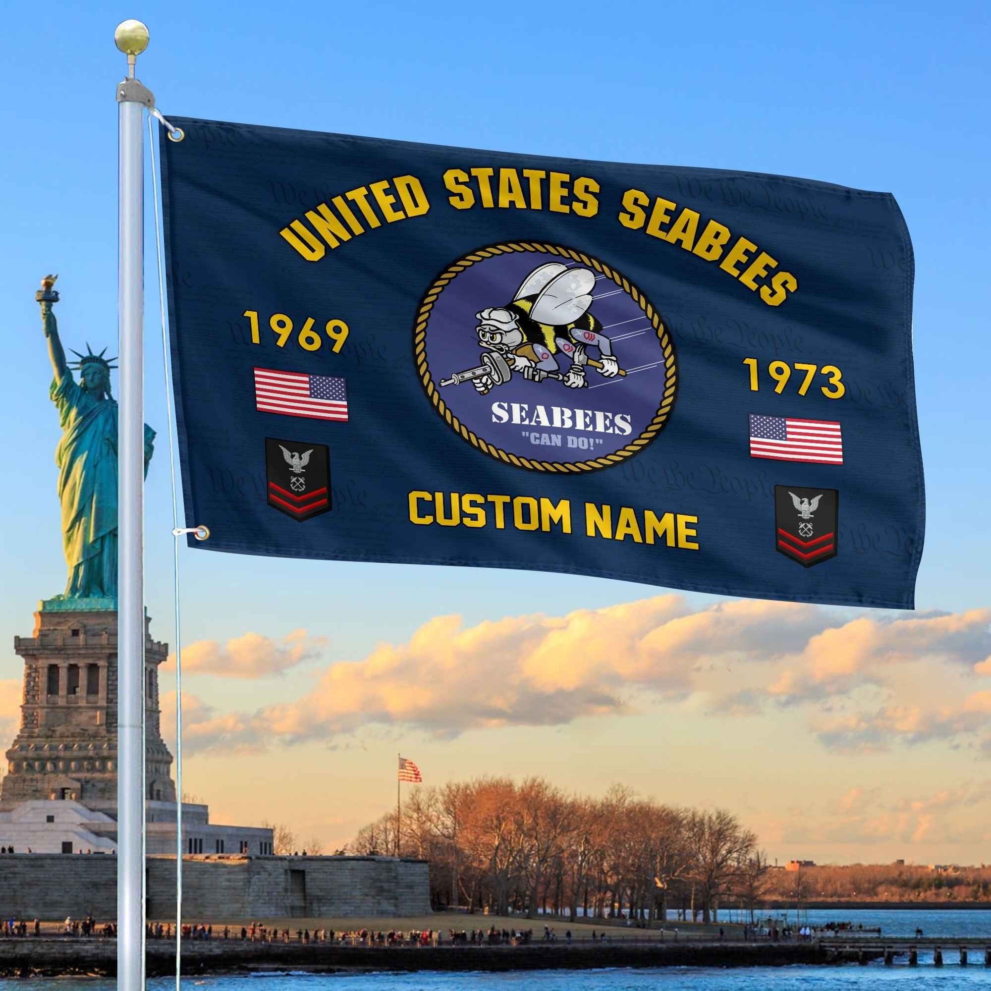 Premium Custom US Seabees Grommet Flag VPVC108609, Gifts For Seabees Veteran, Best Gifts On Father's Day, Armed Forces Day, Independence Day, Veterans Day.