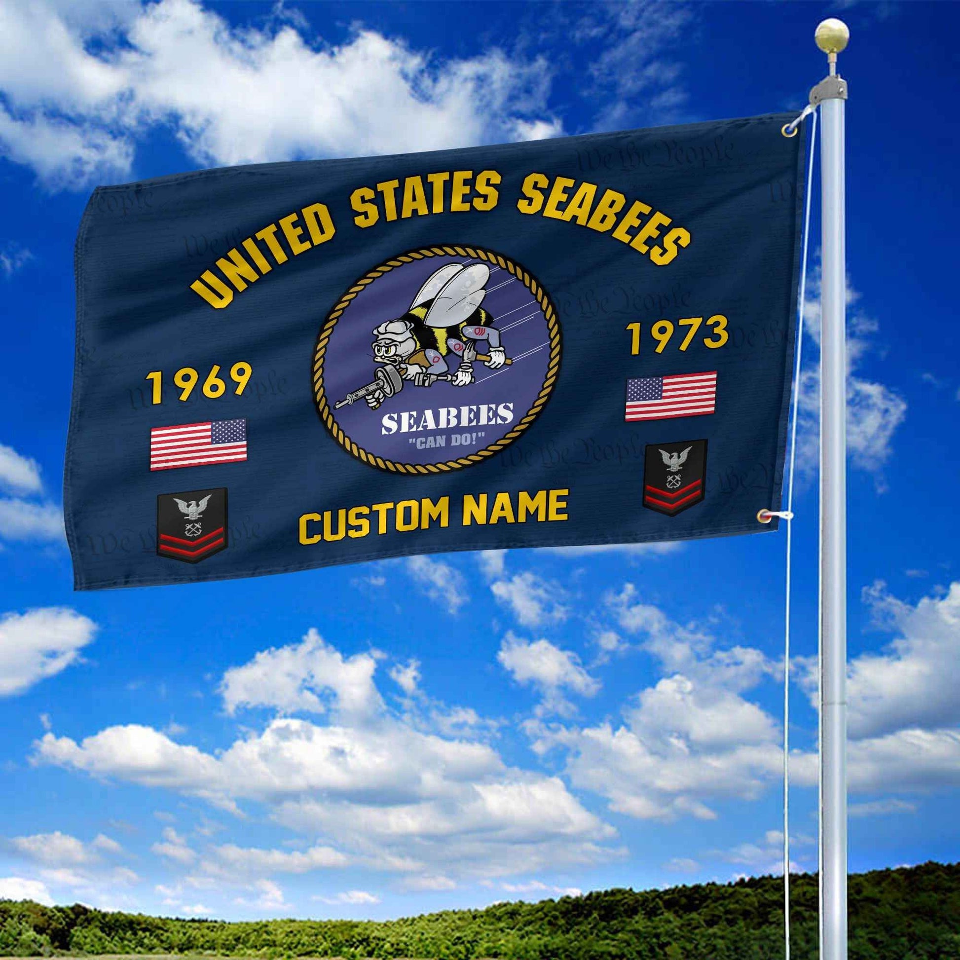 Premium Custom US Seabees Grommet Flag VPVC108609, Gifts For Seabees Veteran, Best Gifts On Father's Day, Armed Forces Day, Independence Day, Veterans Day.