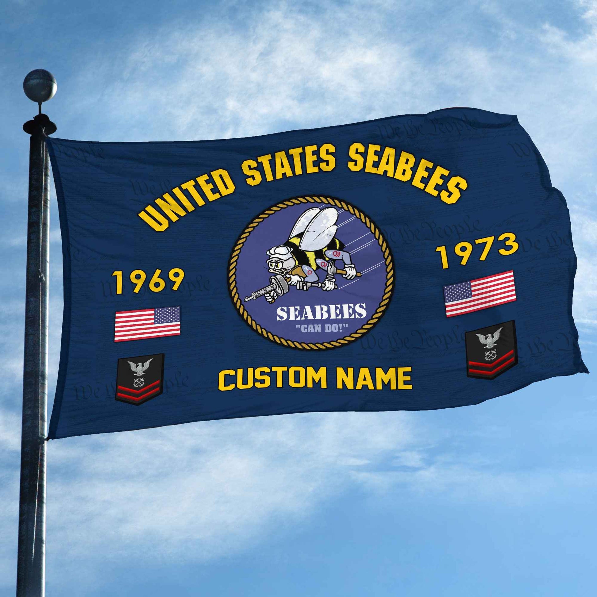 Premium Custom US Seabees Grommet Flag VPVC108609, Gifts For Seabees Veteran, Best Gifts On Father's Day, Armed Forces Day, Independence Day, Veterans Day.