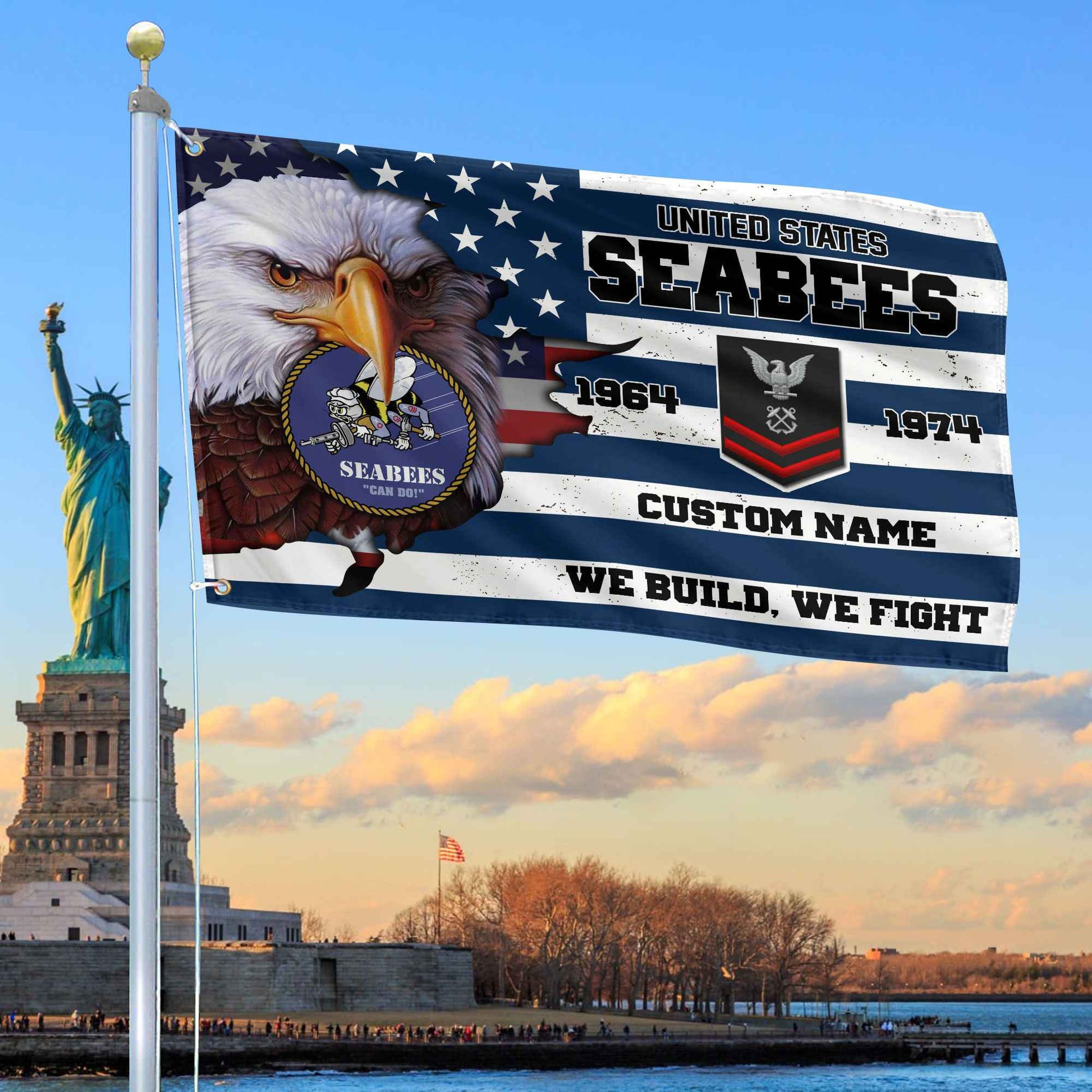 Premium Custom US Seabees Grommet Flag VPVC108709, Gifts For Seabees Veteran, Best Gifts On Father's Day, Armed Forces Day, Independence Day, Veterans Day.