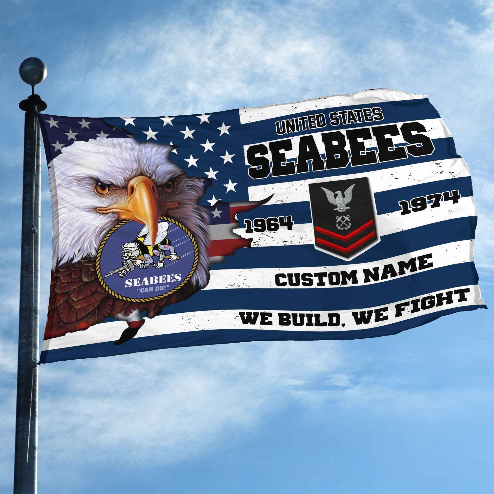 Premium Custom US Seabees Grommet Flag VPVC108709, Gifts For Seabees Veteran, Best Gifts On Father's Day, Armed Forces Day, Independence Day, Veterans Day.