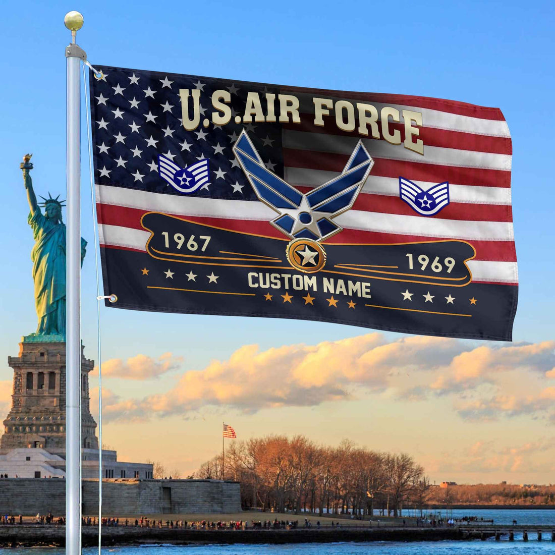 Premium USAF Grommet Flag VPVC108904, Custom Name, Rank, Year, Gifts For Air Force Veteran, Best Gifts On Father's Day, Armed Forces Day, Independence Day, Veterans Day.