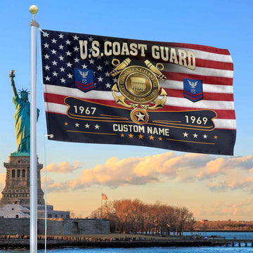 Premium USCG Grommet Flag VPVC108905, Custom Name, Rank, Year, Gifts For Coast Guard Veteran, Best Gifts On Father's Day, Armed Forces Day, Independence Day, Veterans Day.