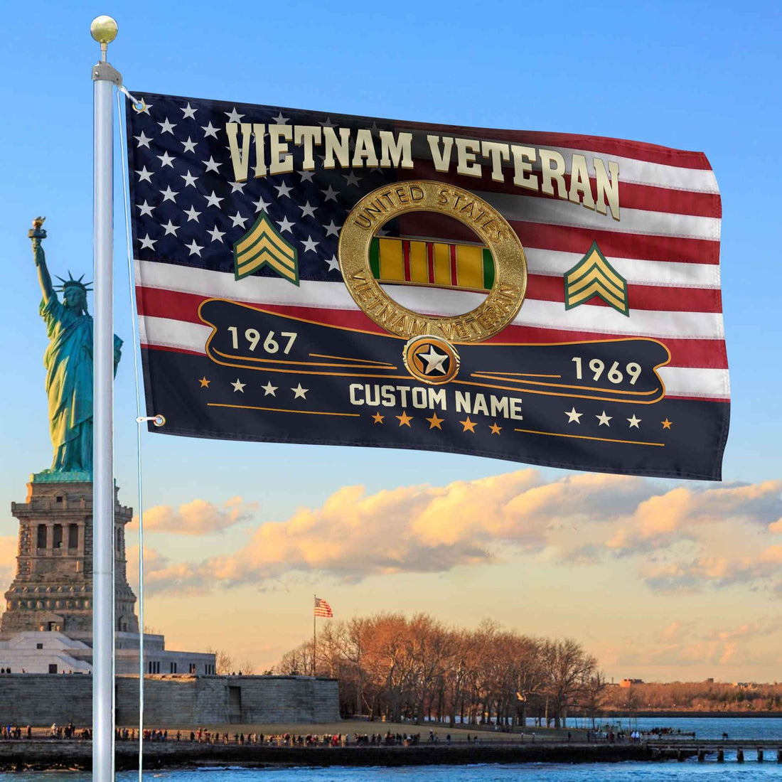 Premium Vietnam Veteran Grommet Flag VPVC108906, Custom Name, Rank, Year, Gifts For Vietnam Veteran, Best Gifts On Father's Day, Armed Forces Day, Independence Day, Veterans Day.