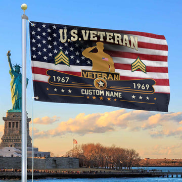 Premium US Veteran Grommet Flag VPVC108907, Custom Name, Rank, Year, Gifts For US Veteran, Best Gifts On Father's Day, Armed Forces Day, Independence Day, Veterans Day.