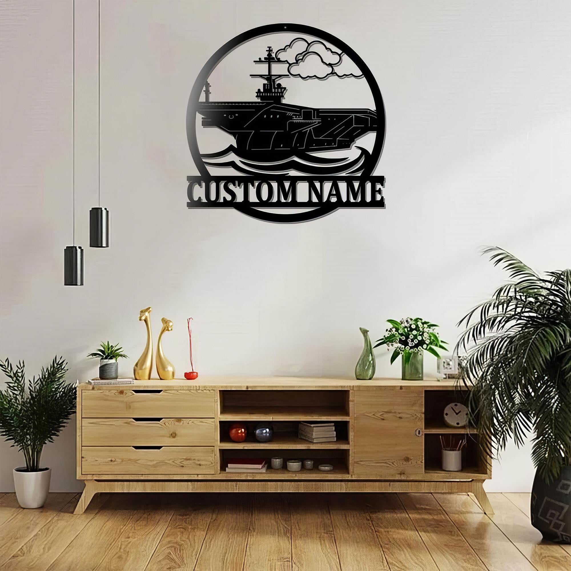 Premium Custom US Veteran Metal Signs VPVC901019, Aircraft Carrier Navy Sign Independence Day Veteran Day Patriotic Decor Gift